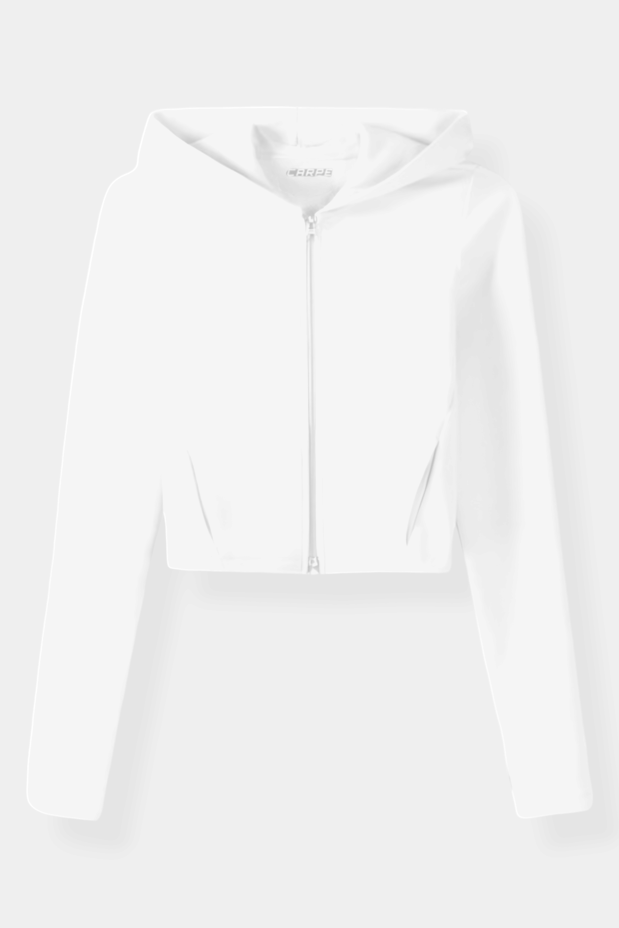 Beyaz Fermuarlı Kapüşonlu Hırka