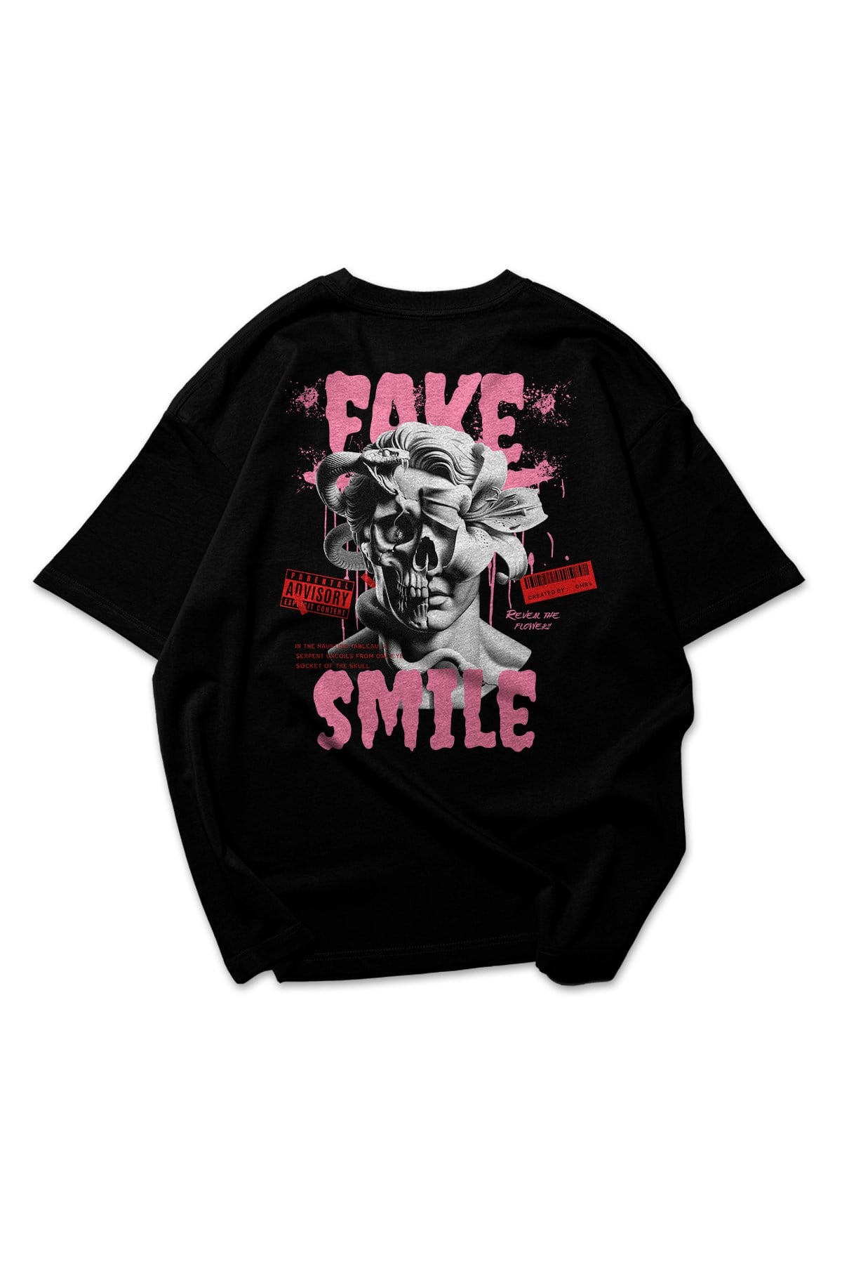 Black Fake Smile Oversize T-shirt