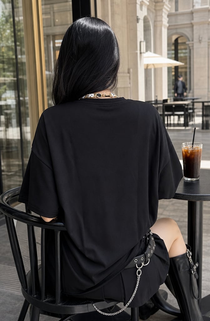 Black Fular Aksesuarlı Oversize Tshirt