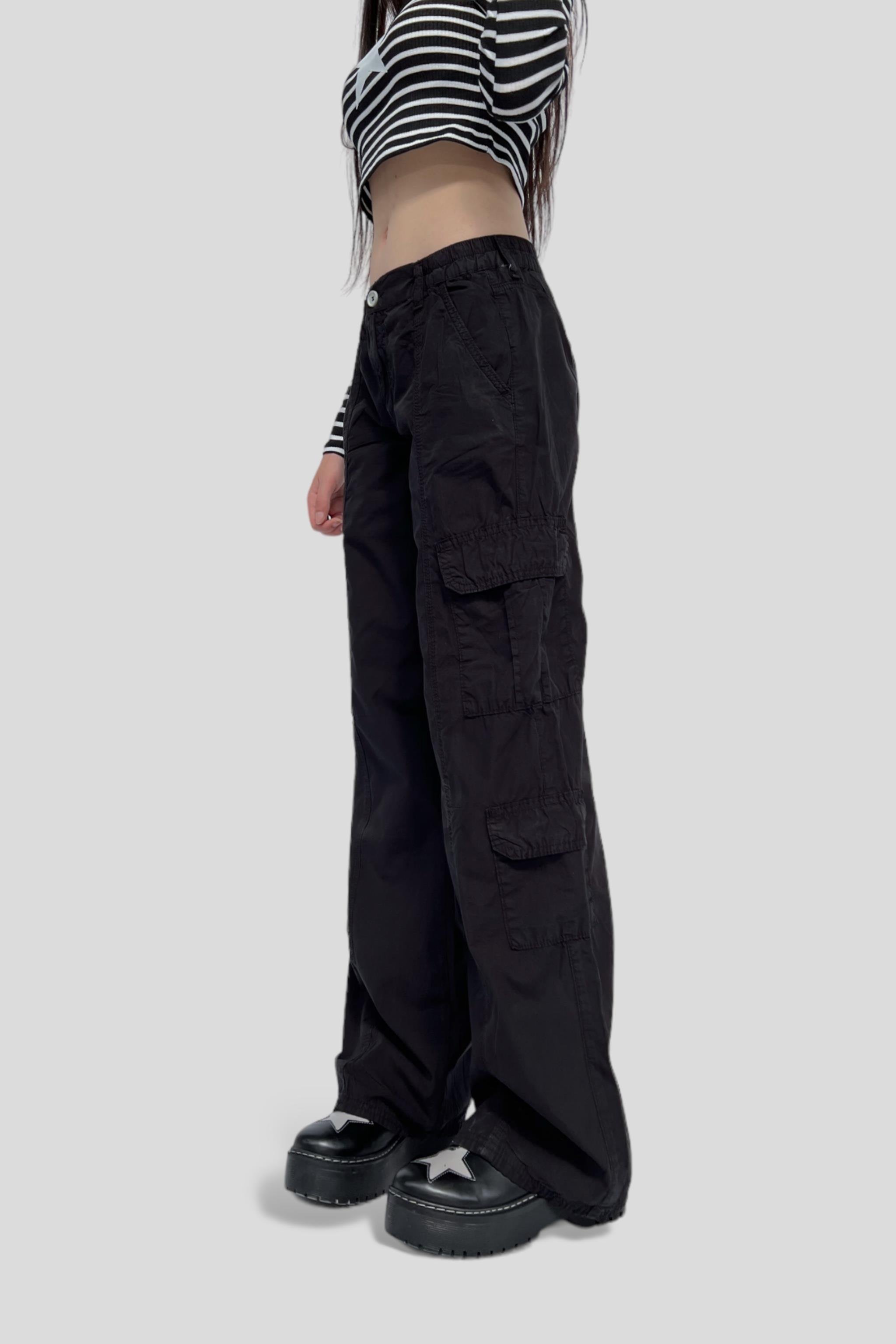 Black Paraşüt Poplin Pantolon