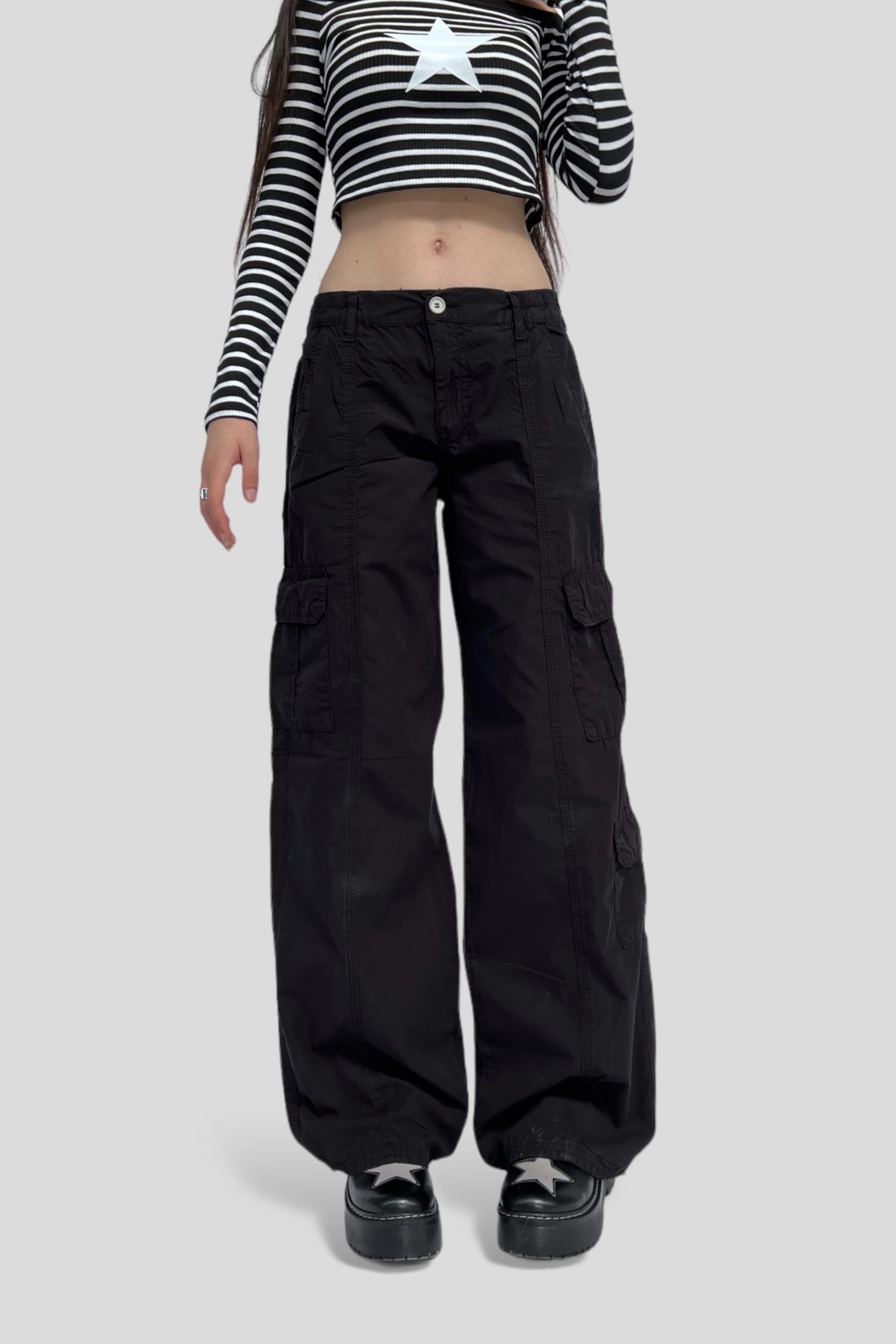 Black Paraşüt Poplin Pantolon