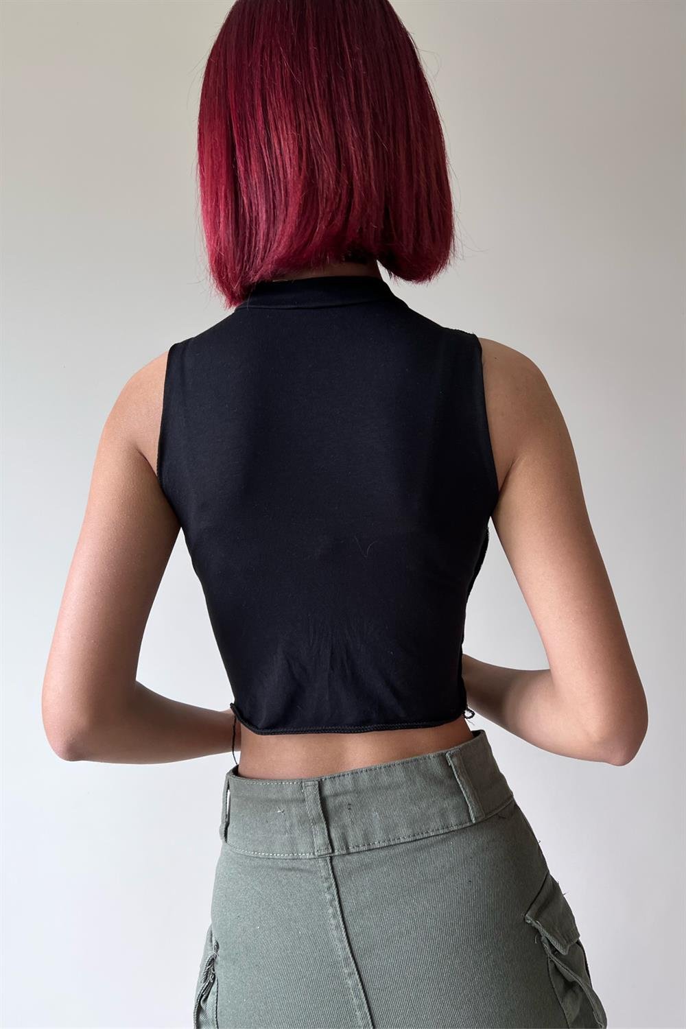 Black Patchwork Desing Bluz