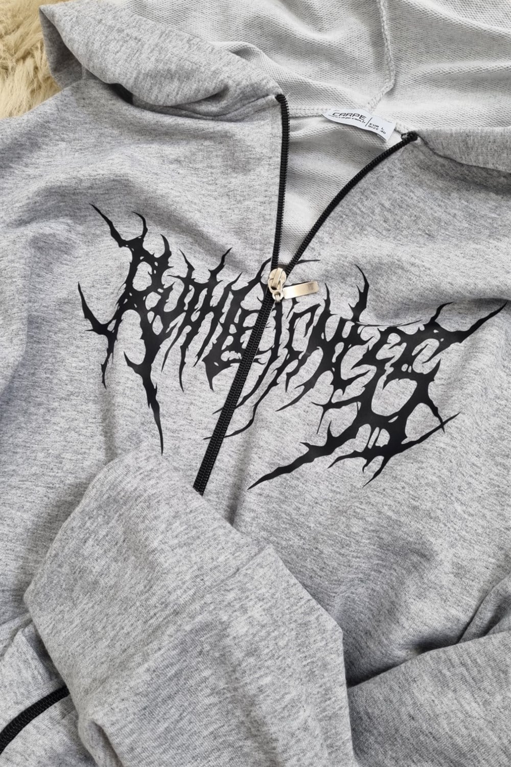 Black Text Oversize Hırka