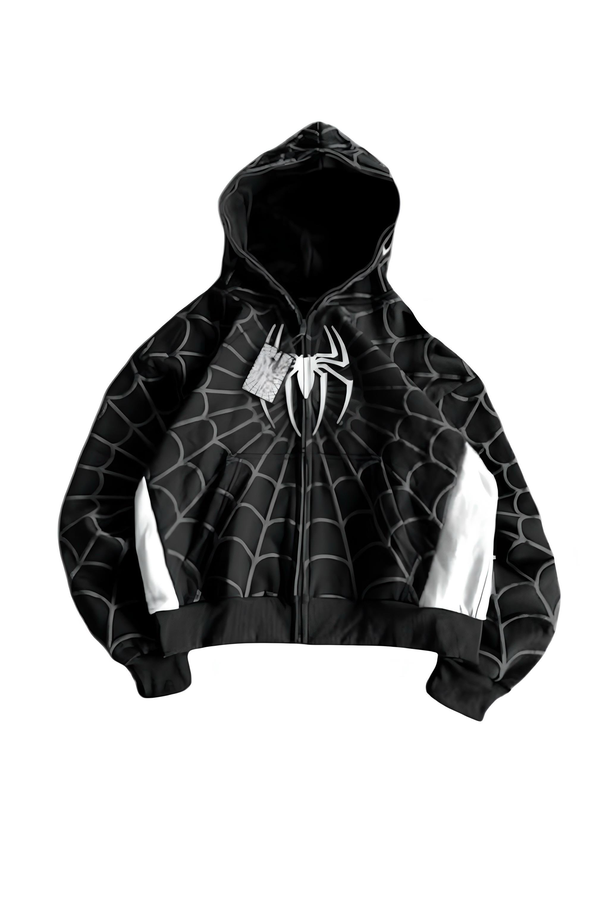 Black White Spider Oversize Hırka