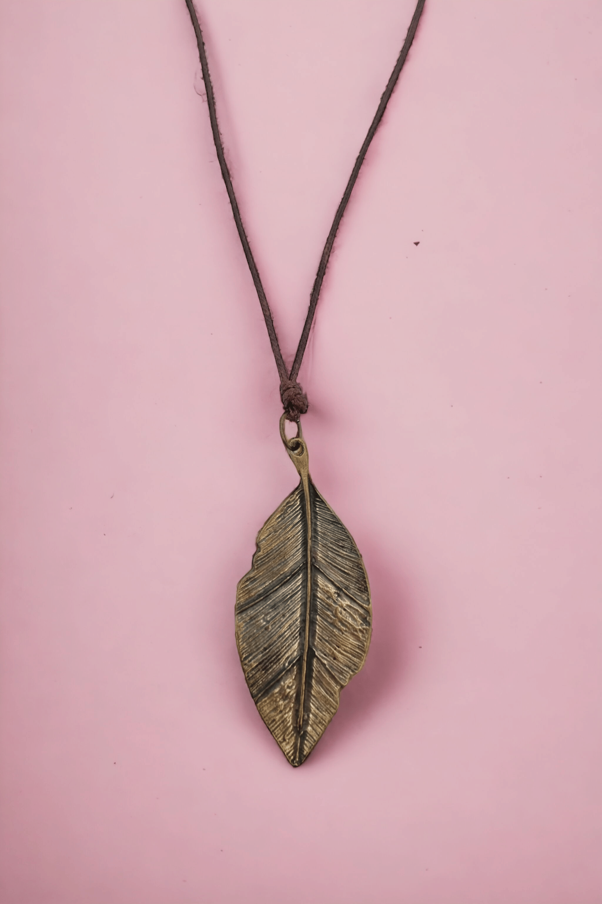 Bronze Big Leaf Pendant Necklace