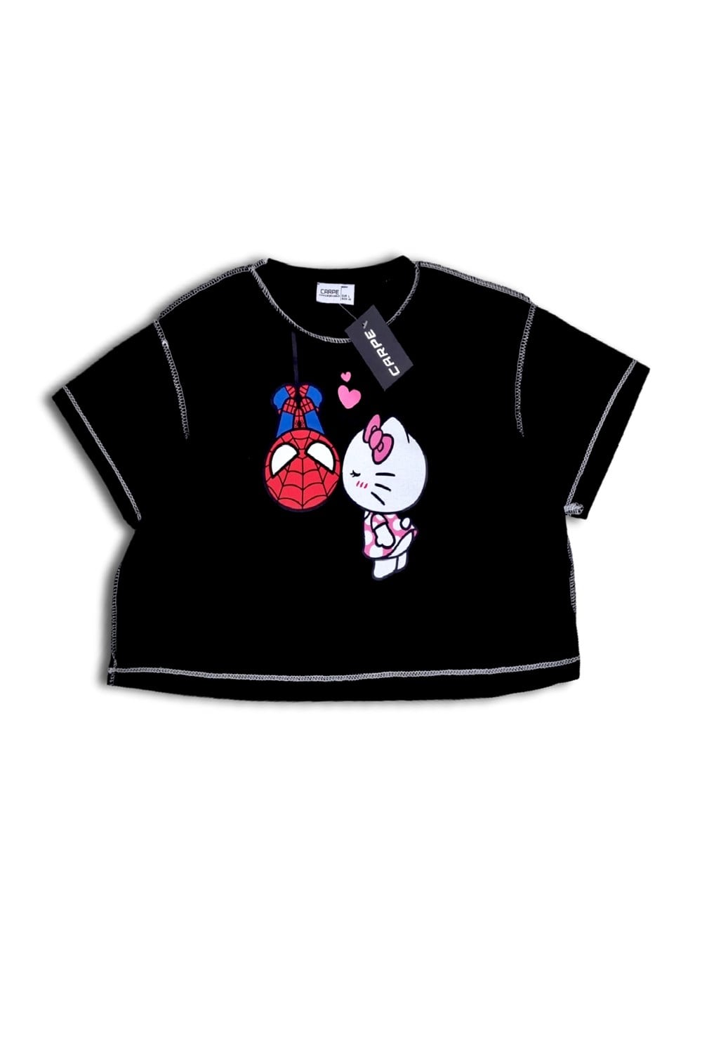 Cat And Spider Love T-Shirt Crop