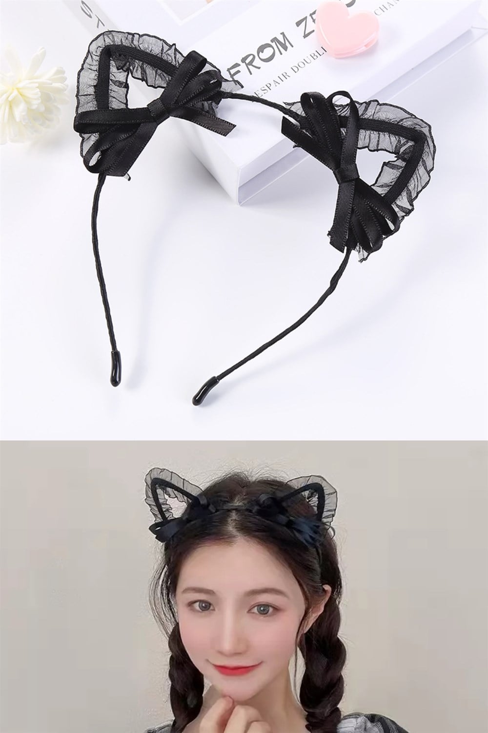 Cosplay Kurdeleli Siyah Kedi Taç