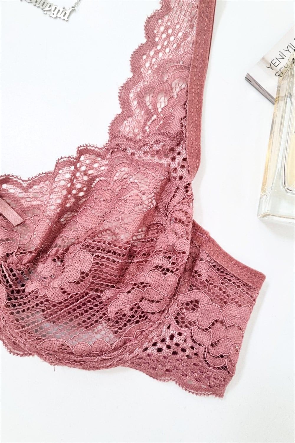 Dantelli Bralet Takım Pembe