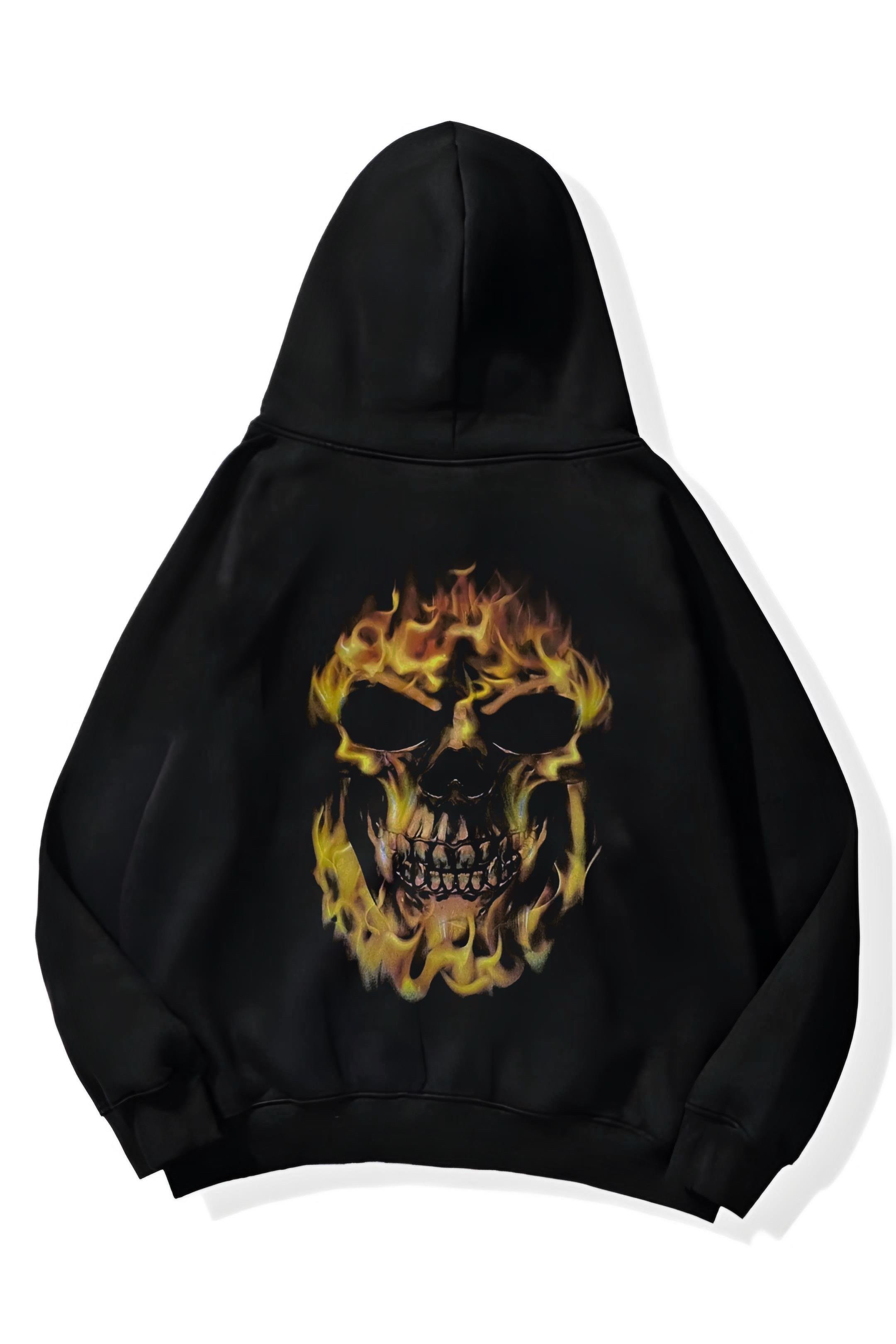 Flame Skull 3 iplik Oversize Sweatshirt