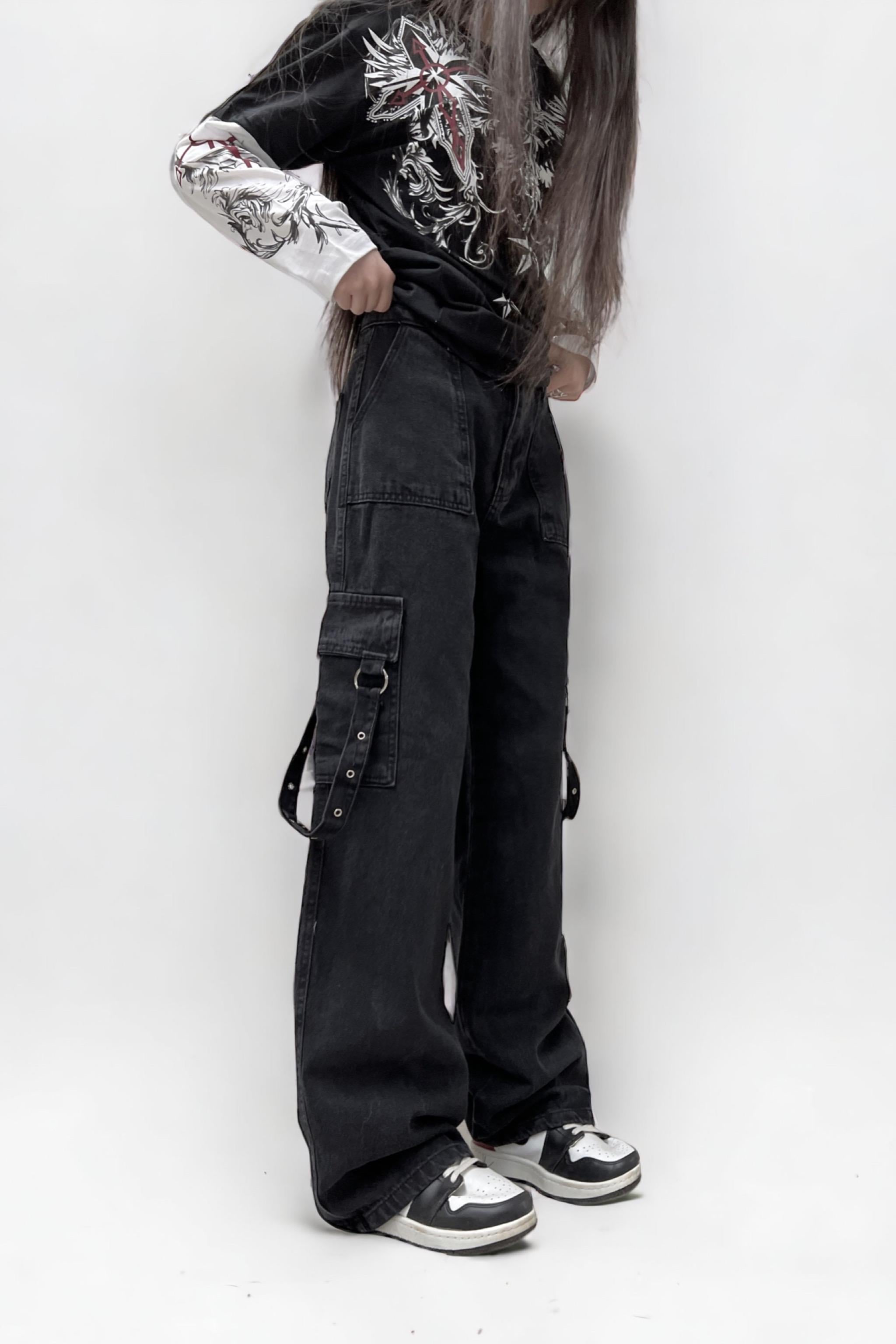 Smoked Birds Eye Rope Detail Cargo Pocket Pants