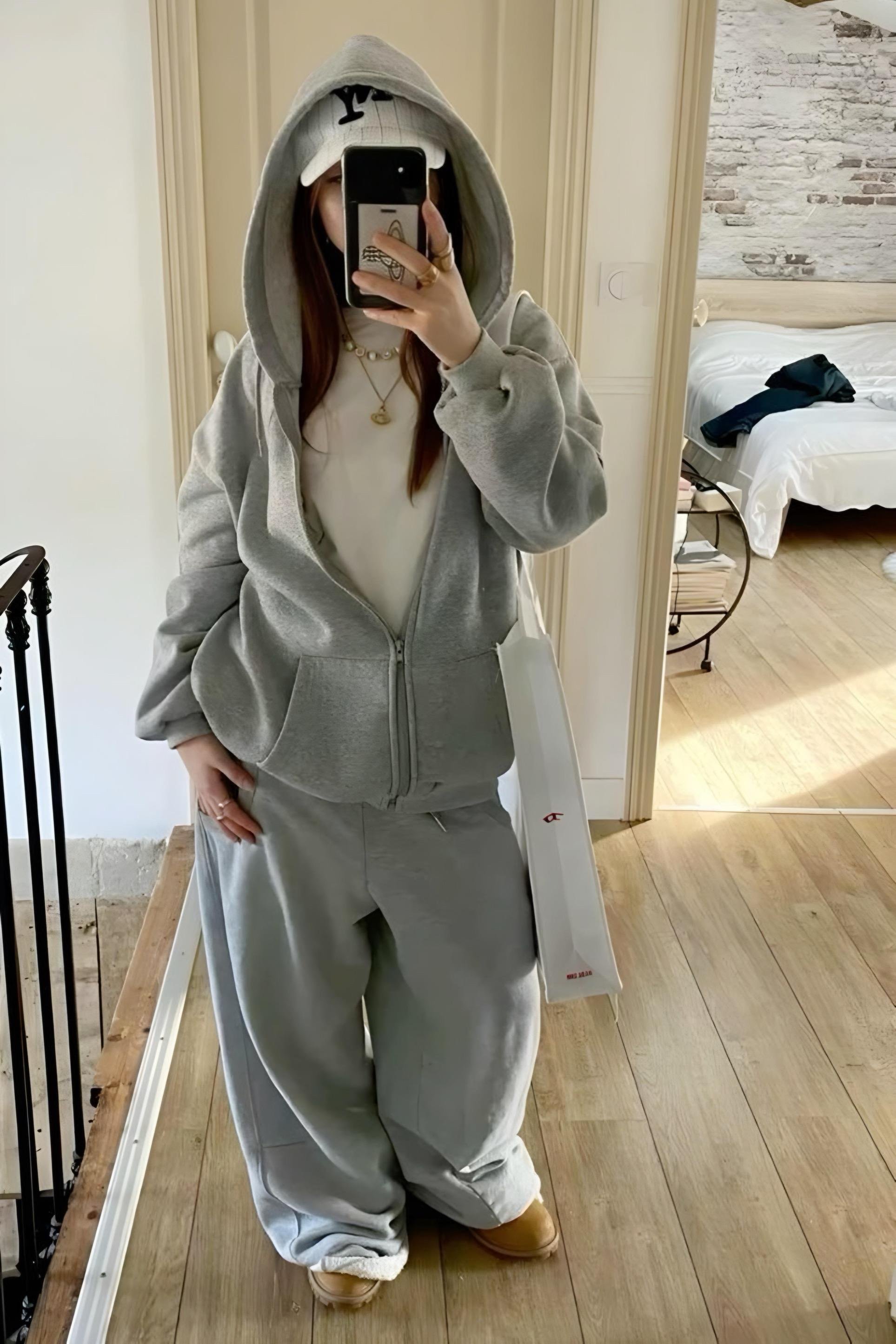 Gri 3 İplik Oversize Hırka