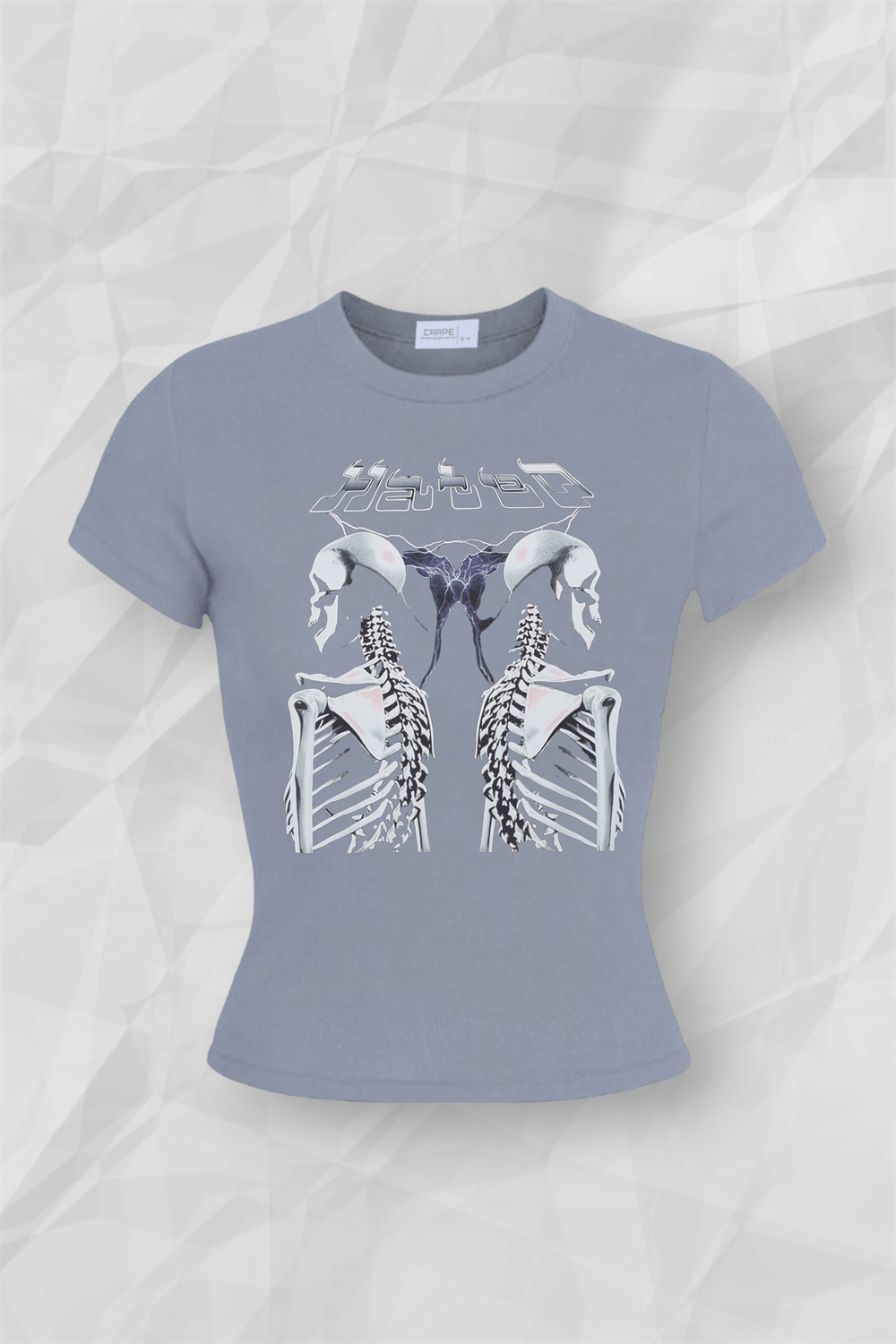 Gri Lightning Skeletons Tam Boy Bluz