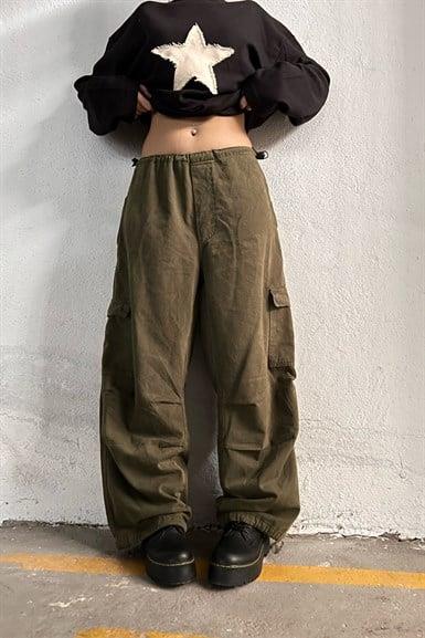 Haki Ekstra Salaş Baggy Pantolon