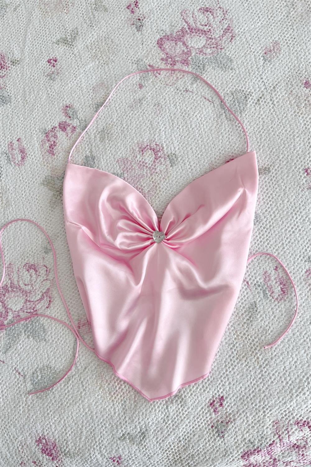 Heart Design Saten Bluz