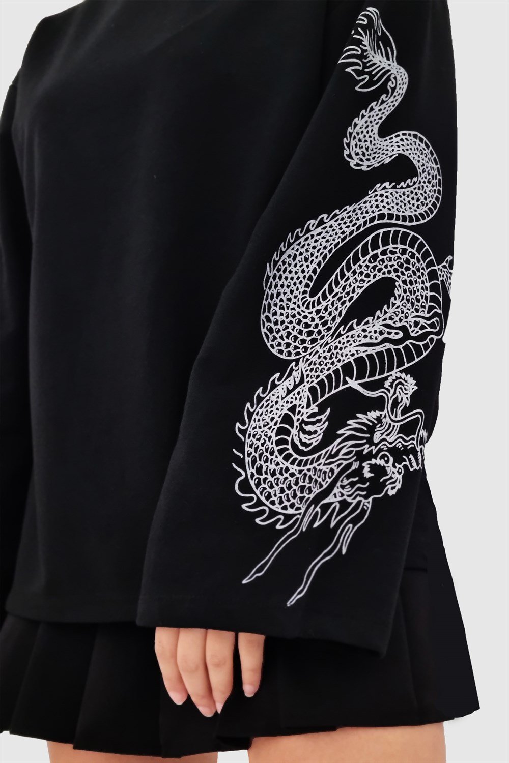 İspanyol Kol Ejderha Oversize Sweatshirt