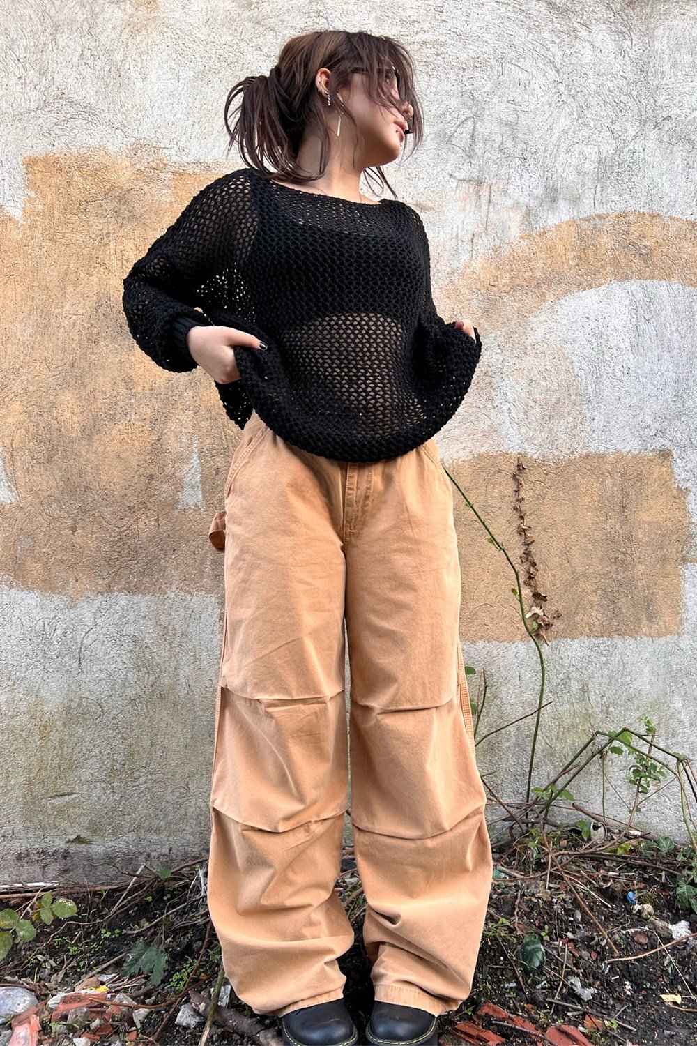 Kahve Sewing Bol Paça Pantolon