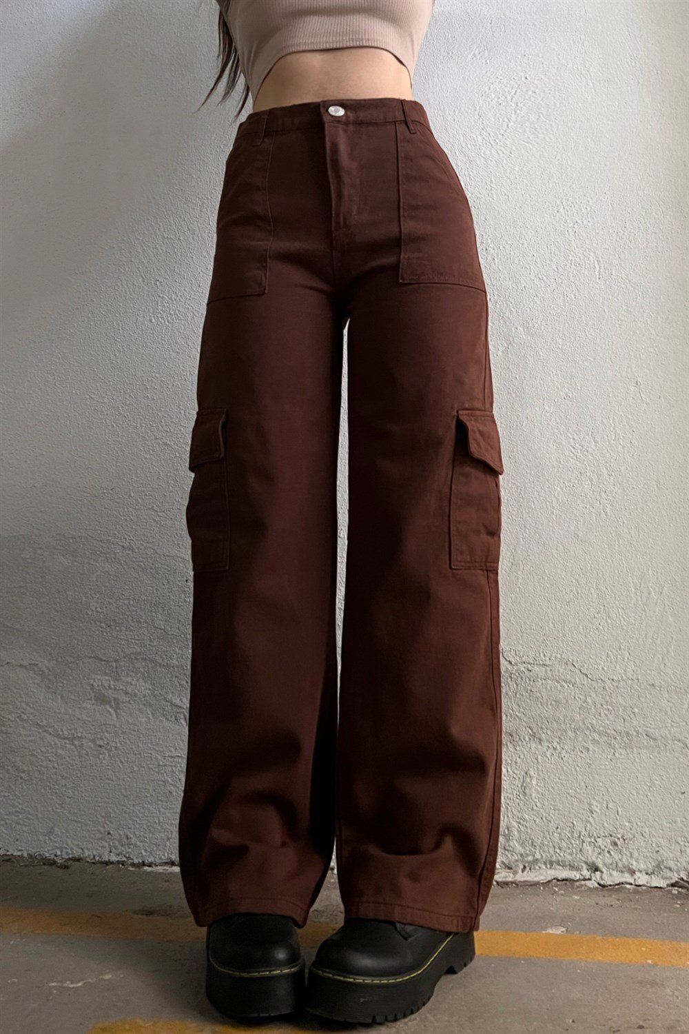 Kahverengi Kargo Cep Pantolon