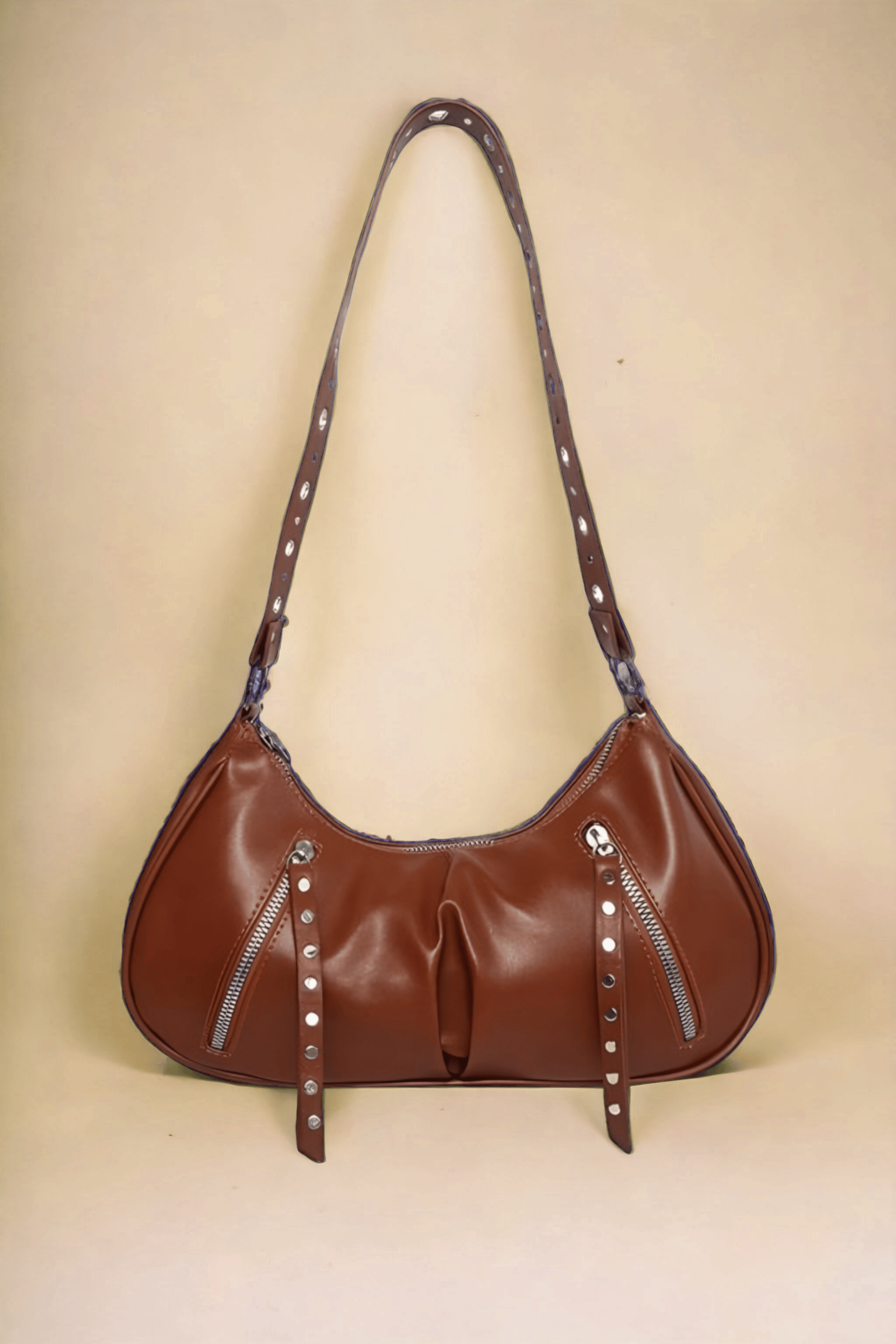 Kahverengi Troklu Fermuar Detay Çanta