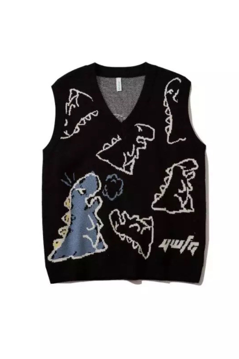 Kawaii Siyah Dinozor Unisex Süveter