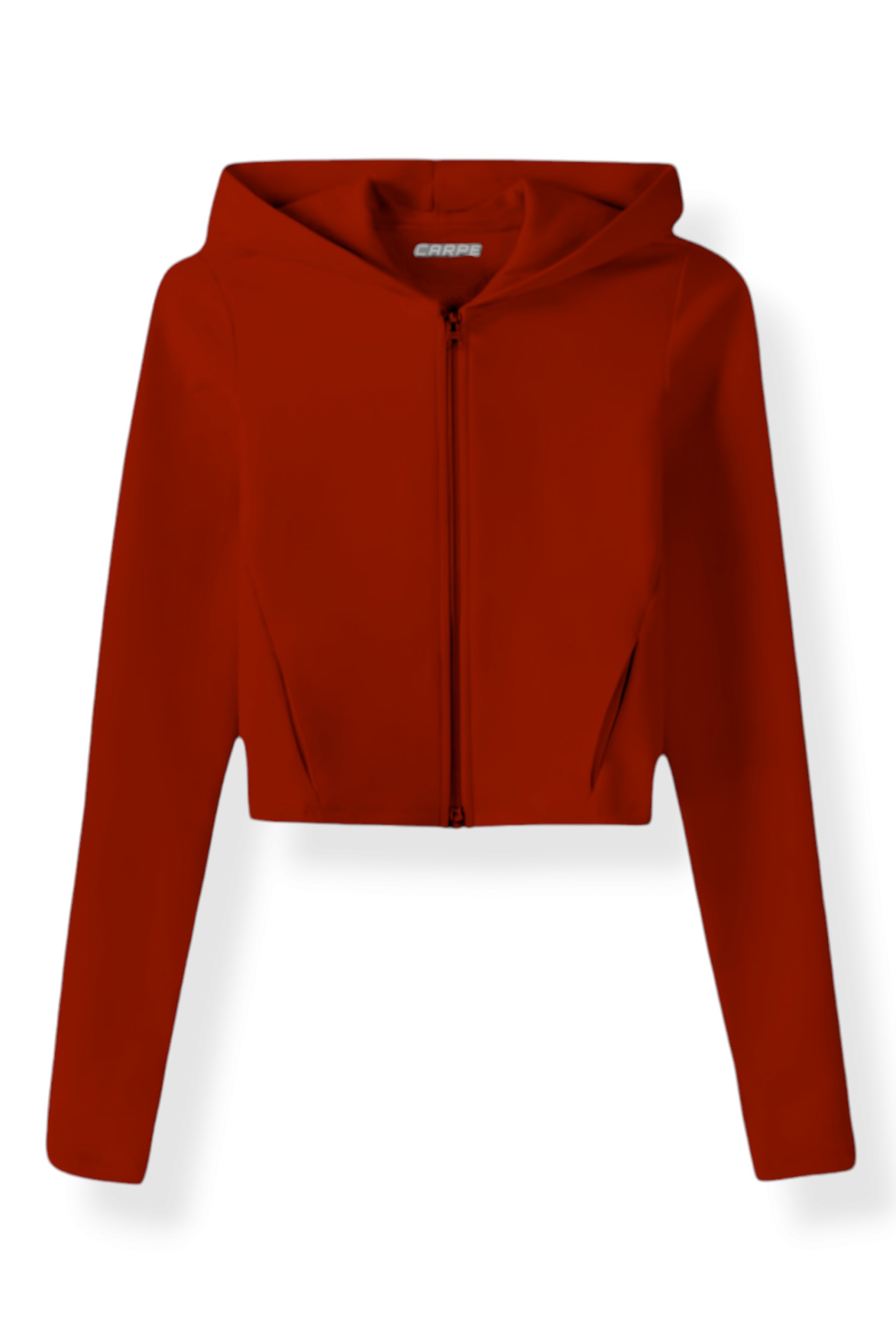 Kırmızı Fermuarlı Kapüşonlu Hırka