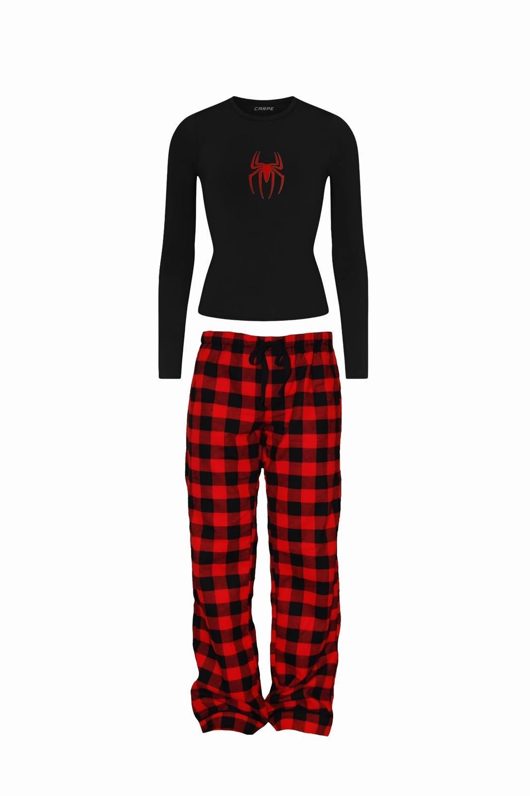 Kırmızı Siyah Ekoseli Thick Eşofman