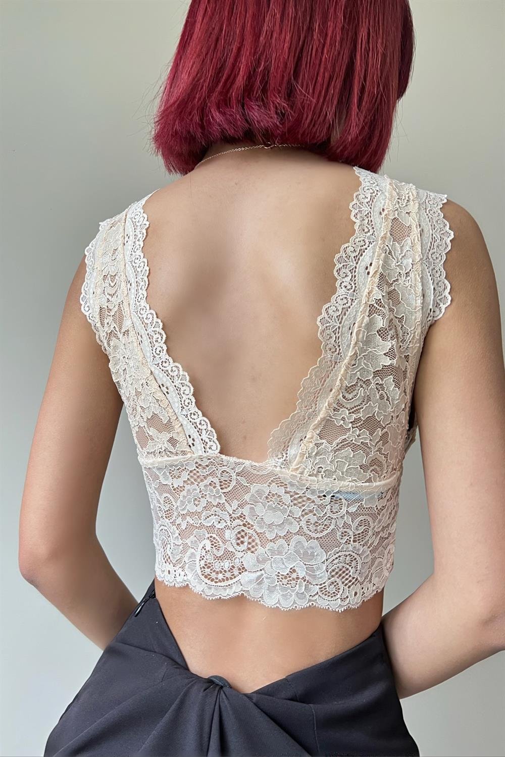 Krem Dantelli Bralet Büstiyer