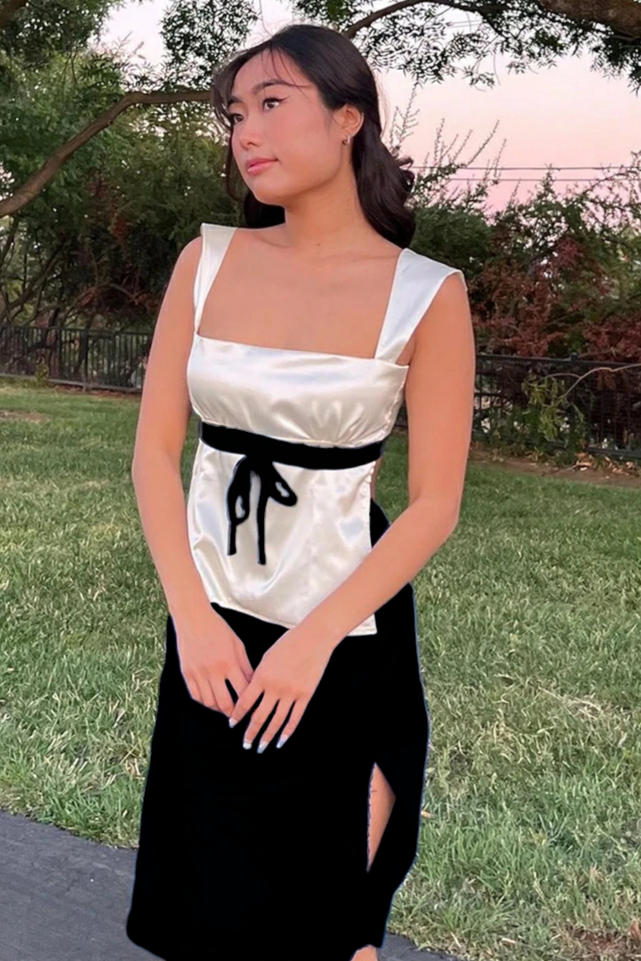 Kurdele Design Black Saten Bluz