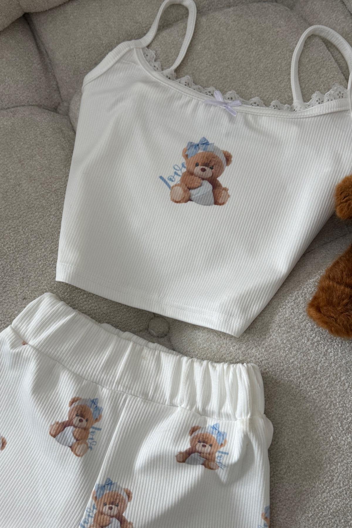Lace Detail Bear İkili Takım