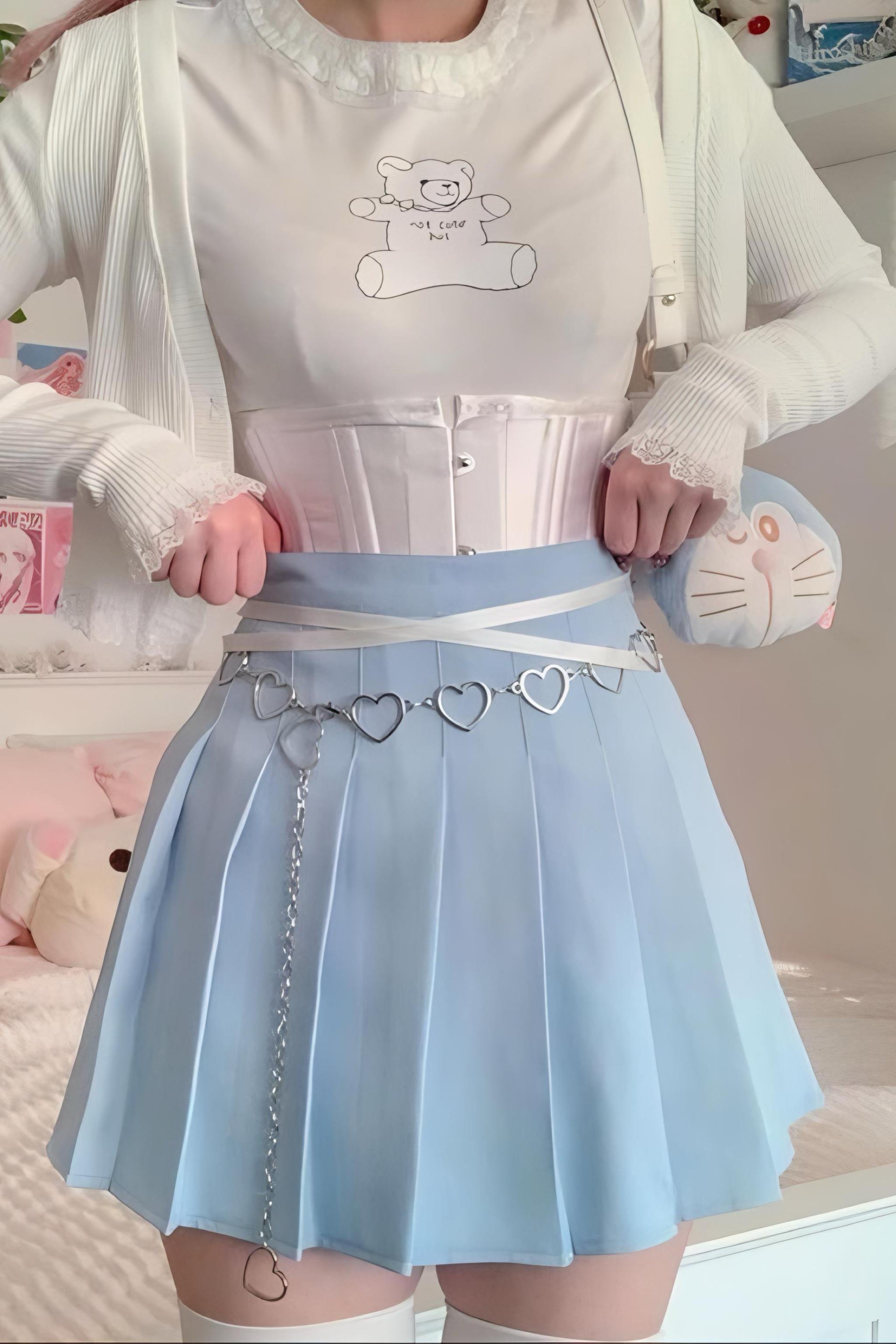Blue Pleated Skirt