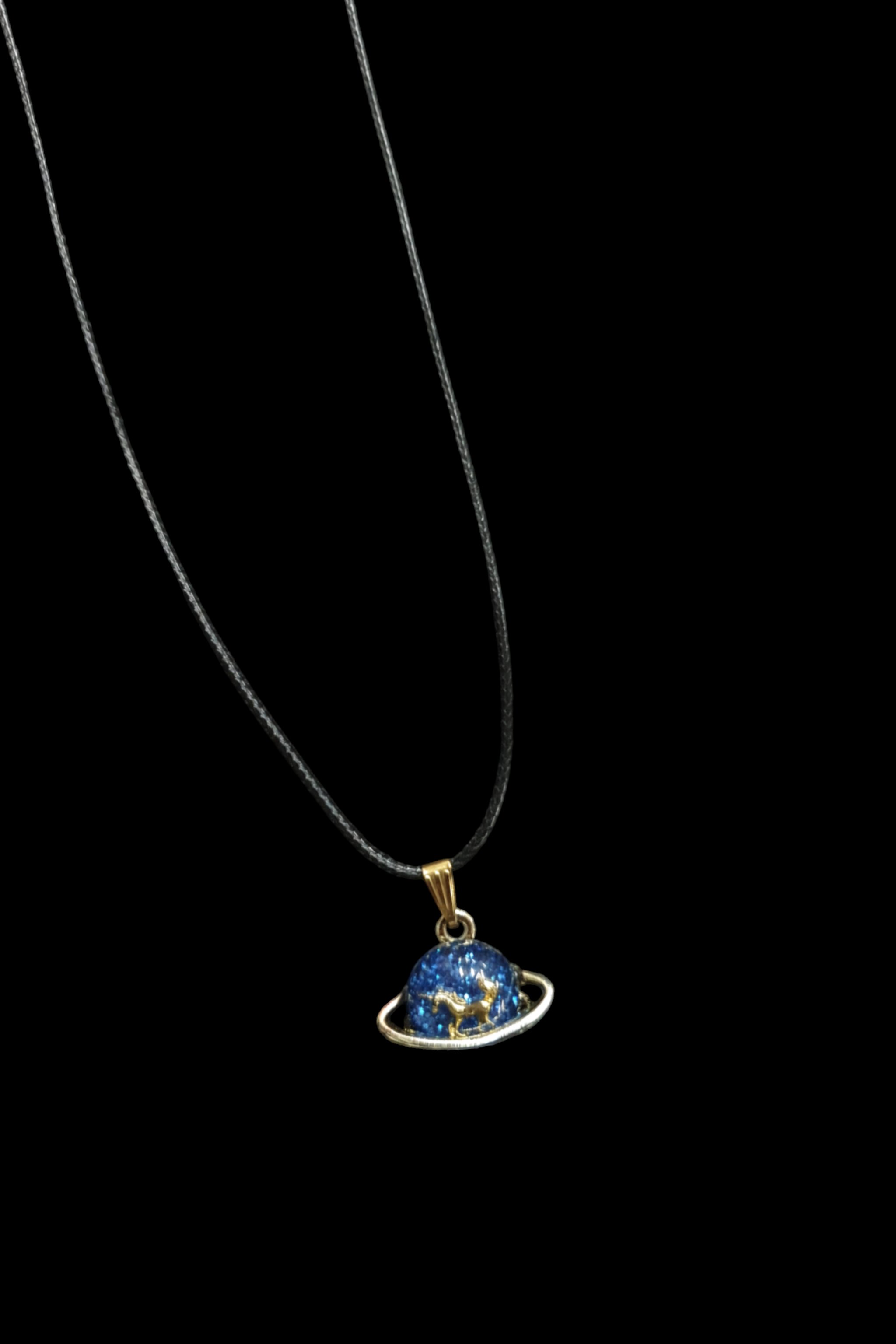 Mavi Satürn Tasarım Kolye