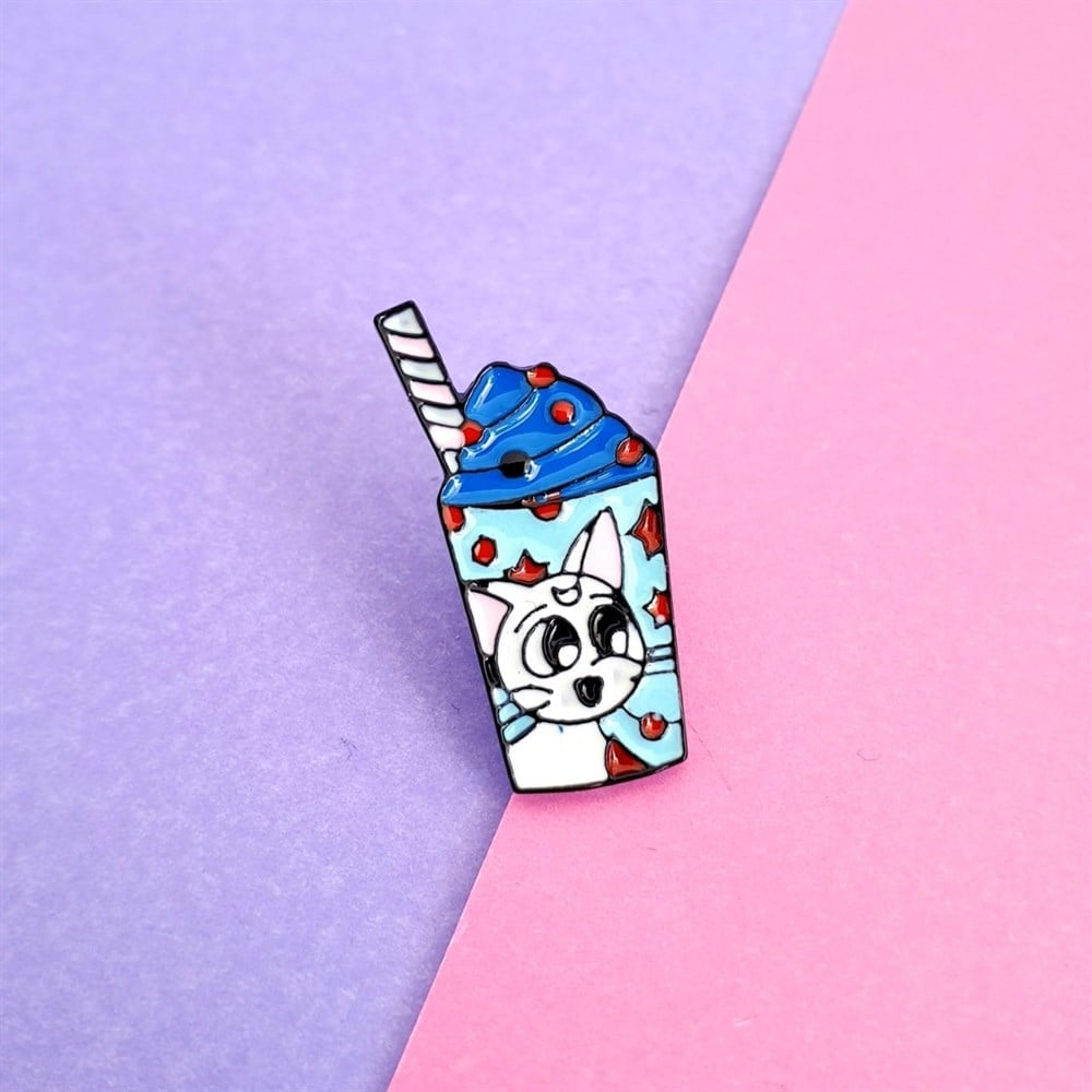 Milkshake Kedi Metal Rozet