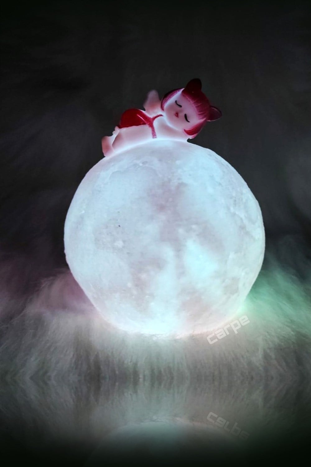 Moon Pembe Uyuyan Kız Gece Lambası