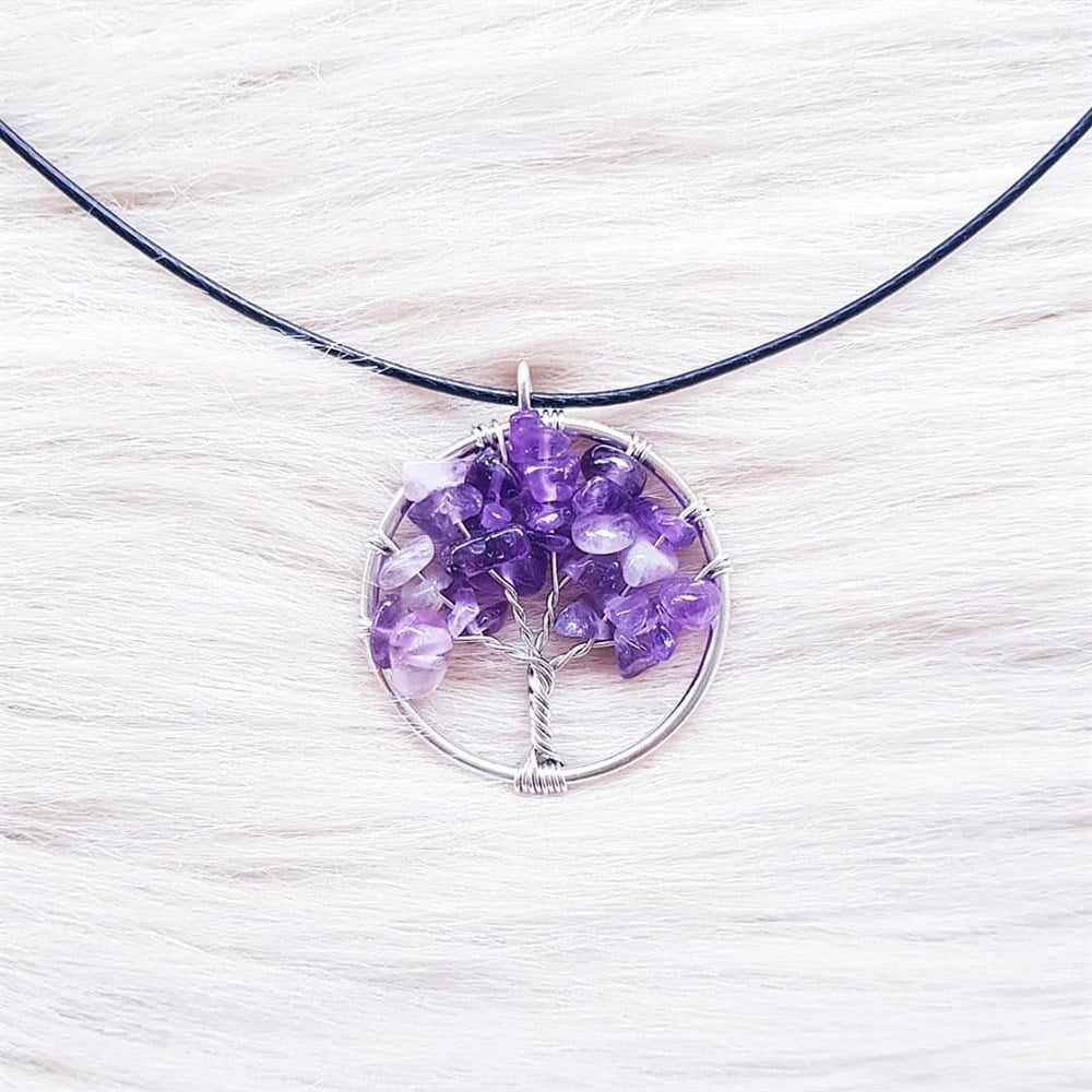 Mor Hayat Ağacı Kolye