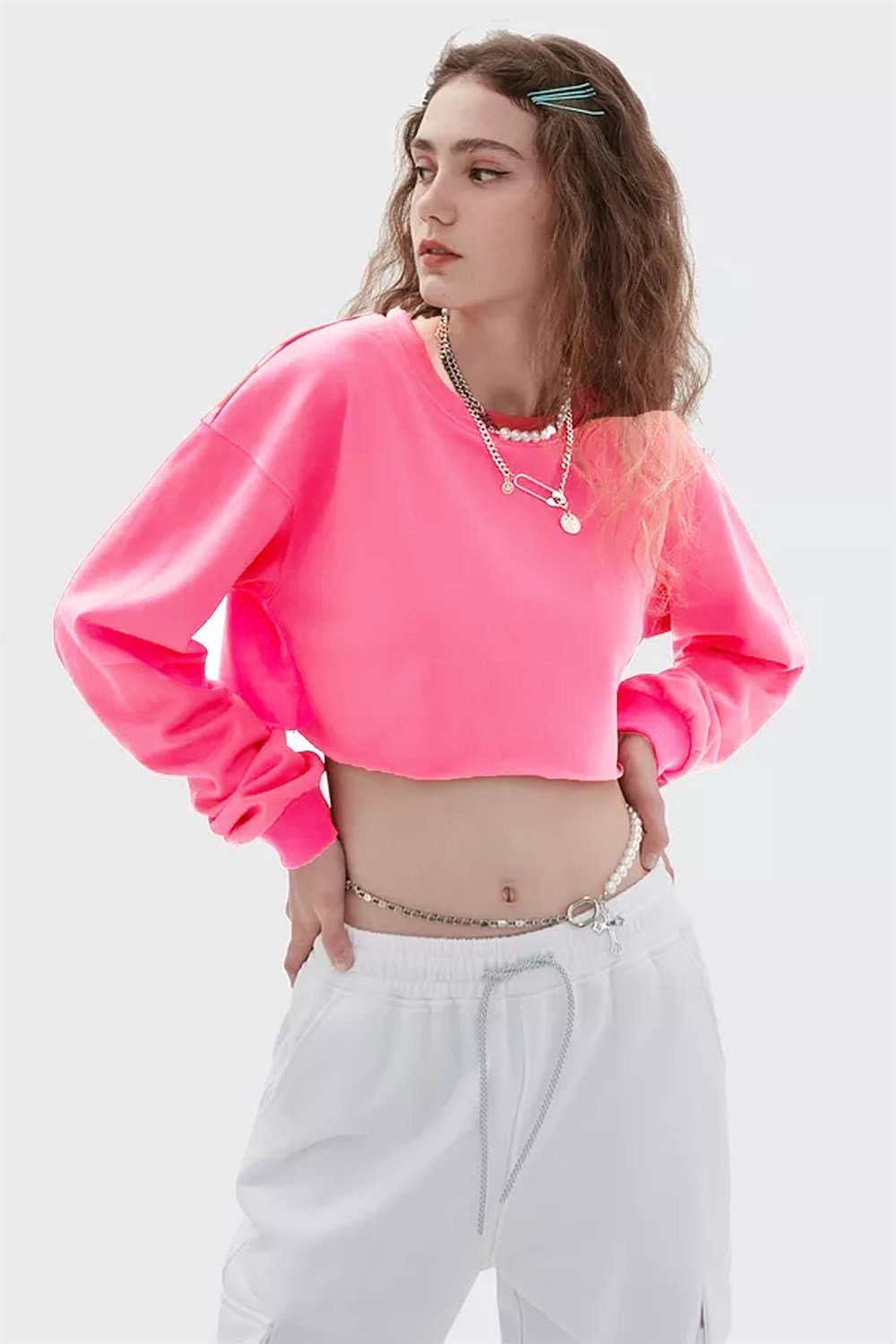 Pembe Basic Crop Sweatshirt