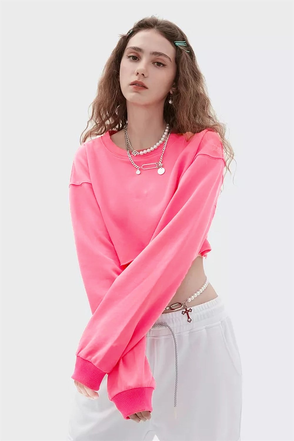 Pembe Basic Crop Sweatshirt