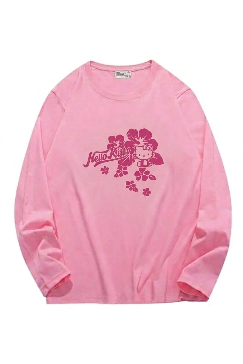 Pink Flower Kitty Sweatshirt