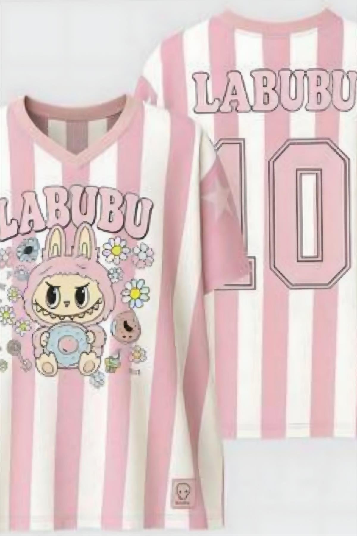 Pink White Labubu Jersey T-shirt