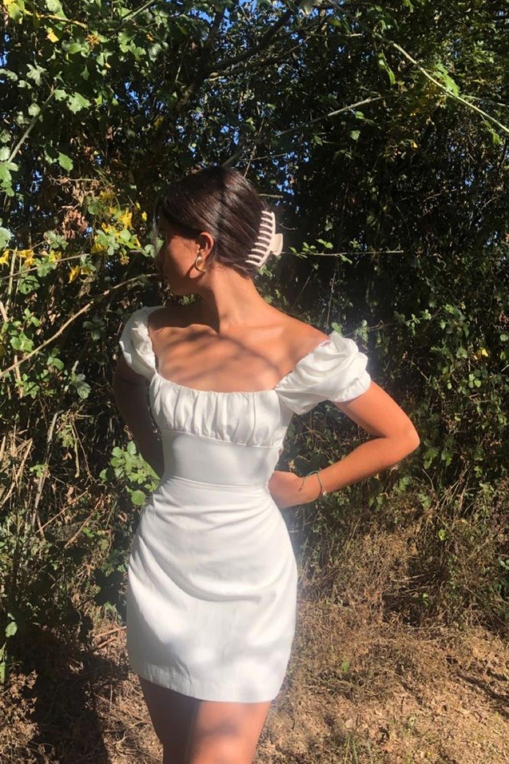 Sırt Dekolteli Cutie Beyaz Elbise