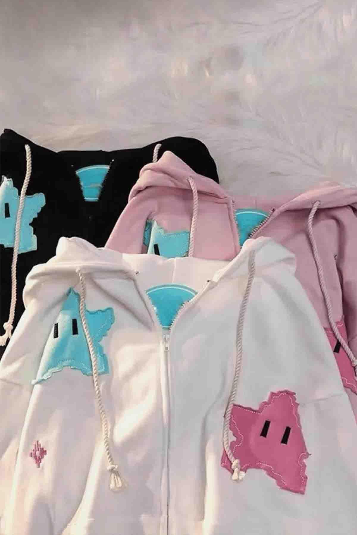 Siyah Pixel Stars Hırka
