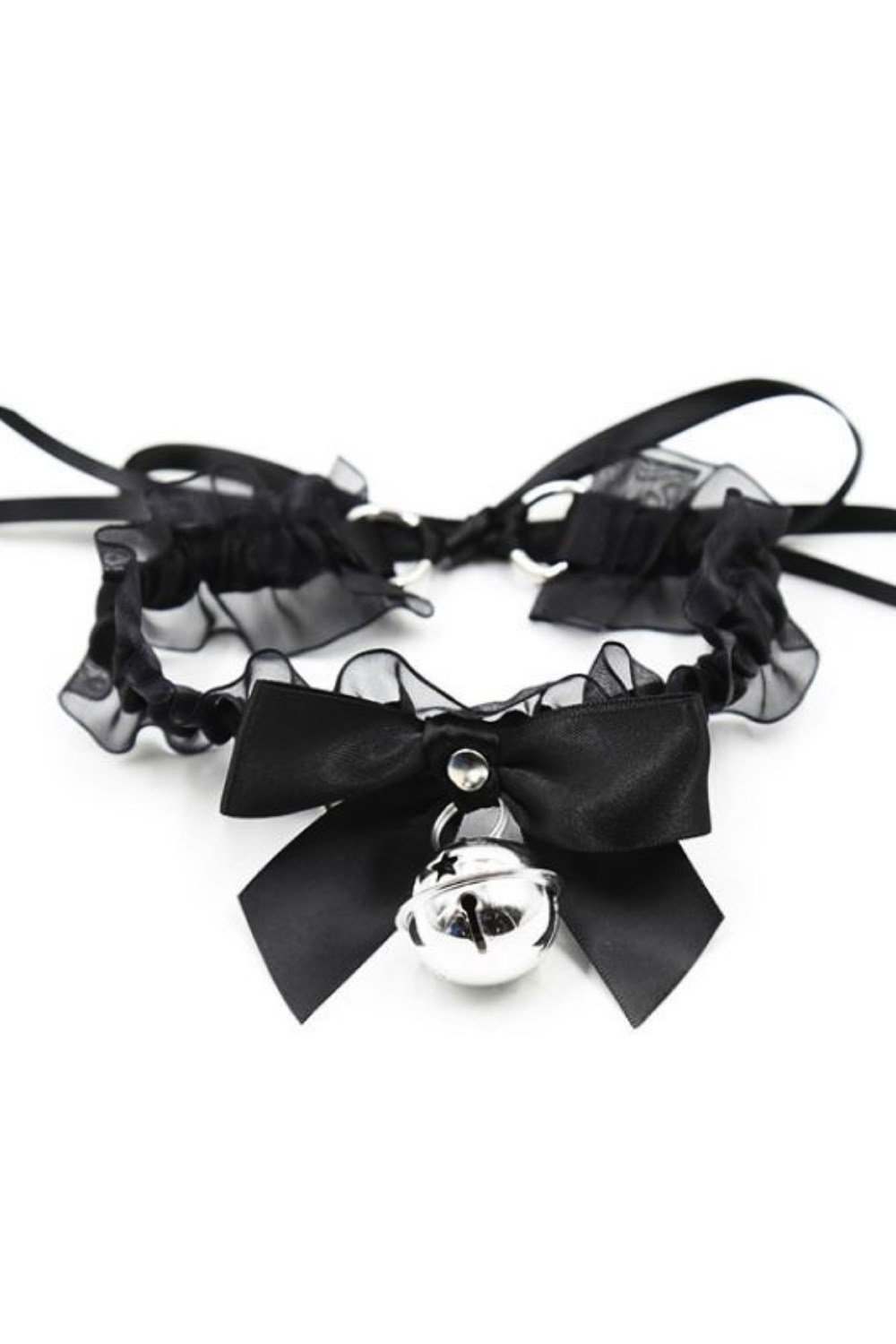 Siyah Şeritli Silver Zilli Tasma Kolye