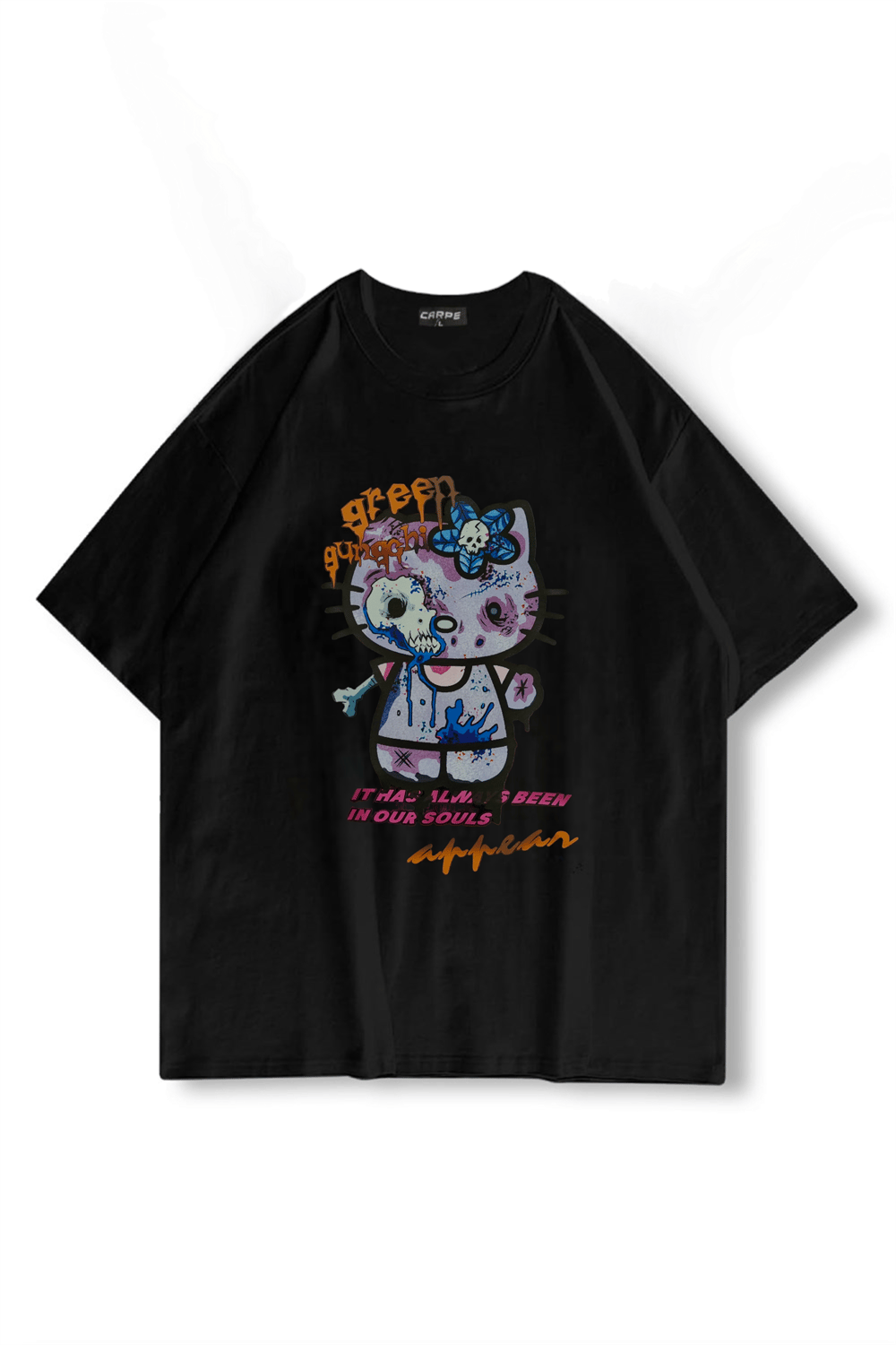 Skeleton Gothic Cat Oversize T-shirt