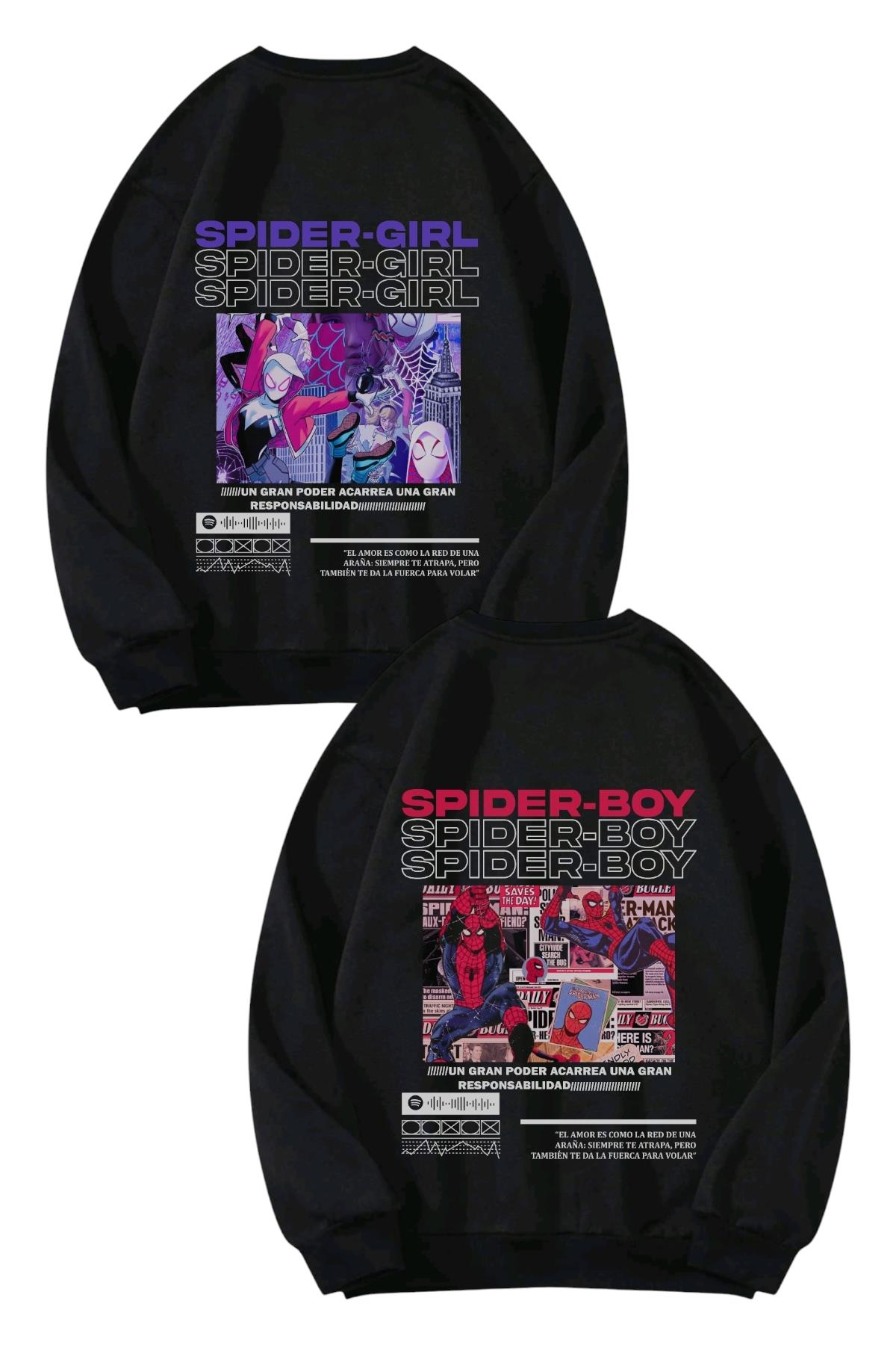 Spider Girl Bisiklet Yaka Oversize Sweatshirt