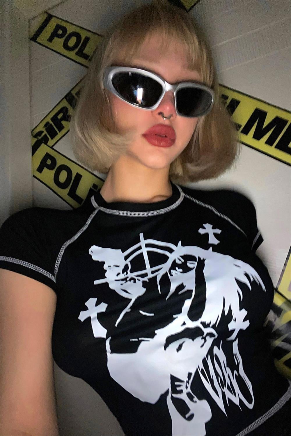 Reverse Stitch Gangster Devil Crop