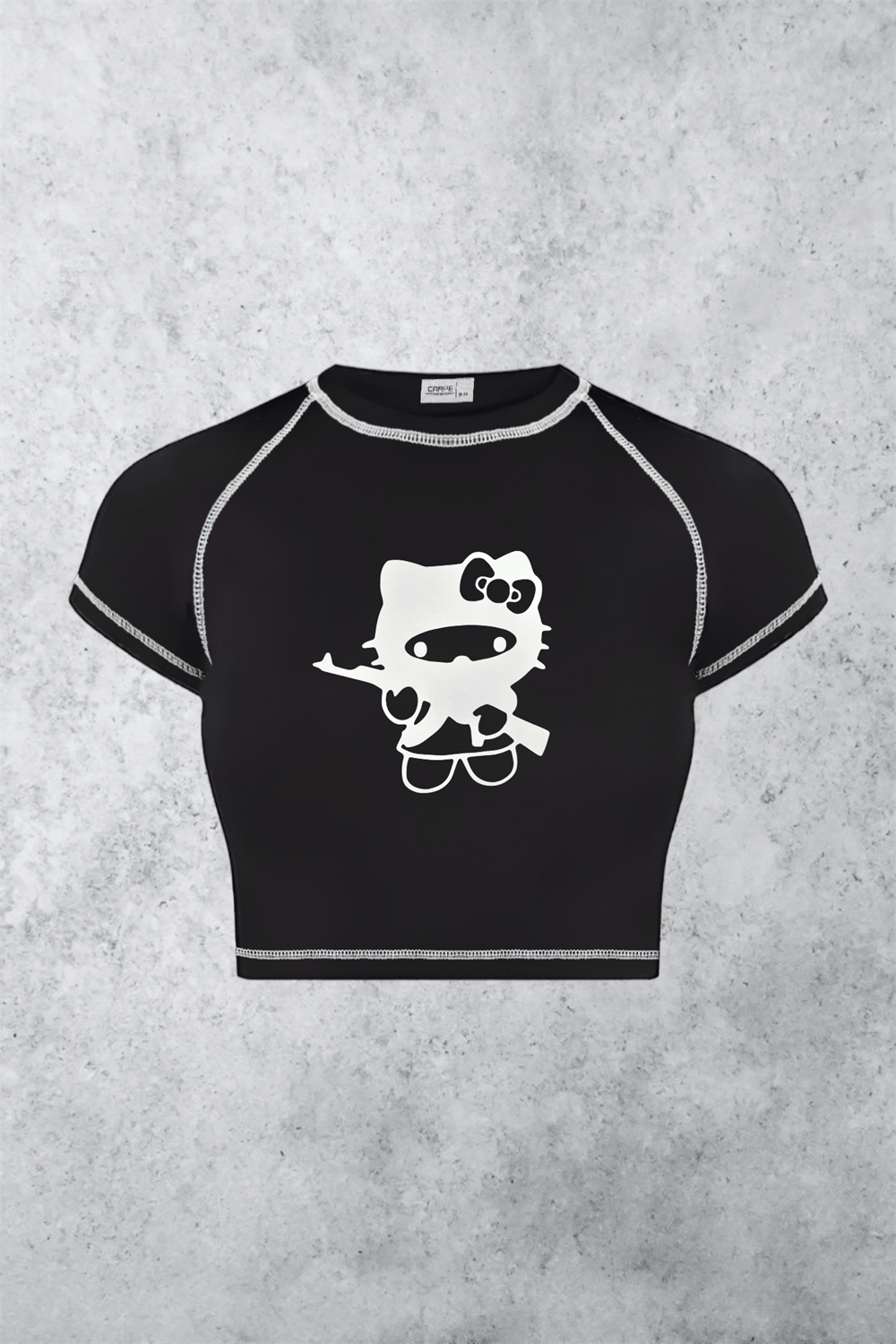 Ters Dikiş Masked Kitty Crop