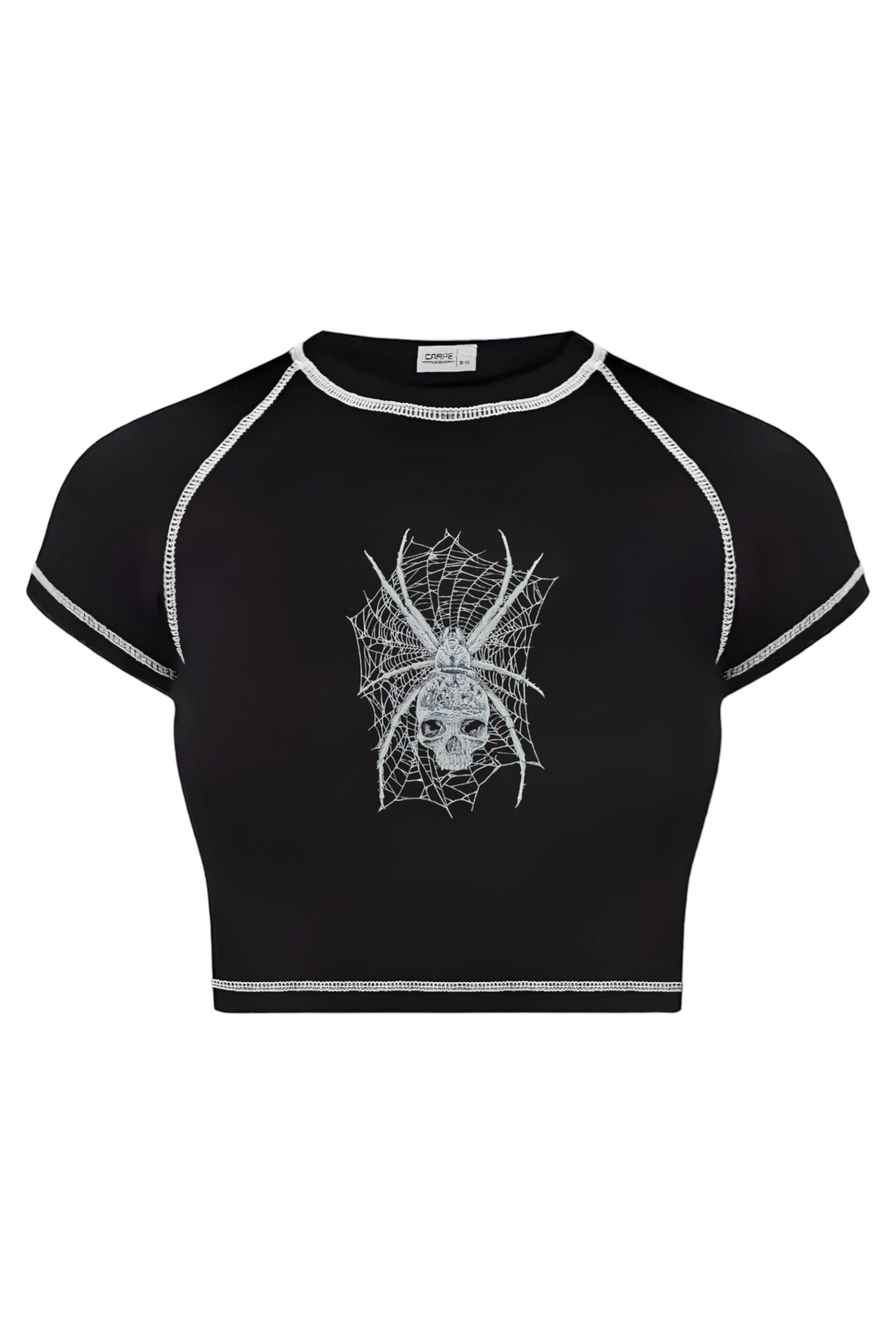 Ters Dikiş Spider Skull Crop