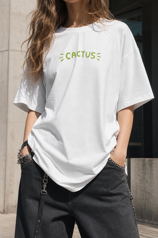 White Cactus Oversize T-shirt