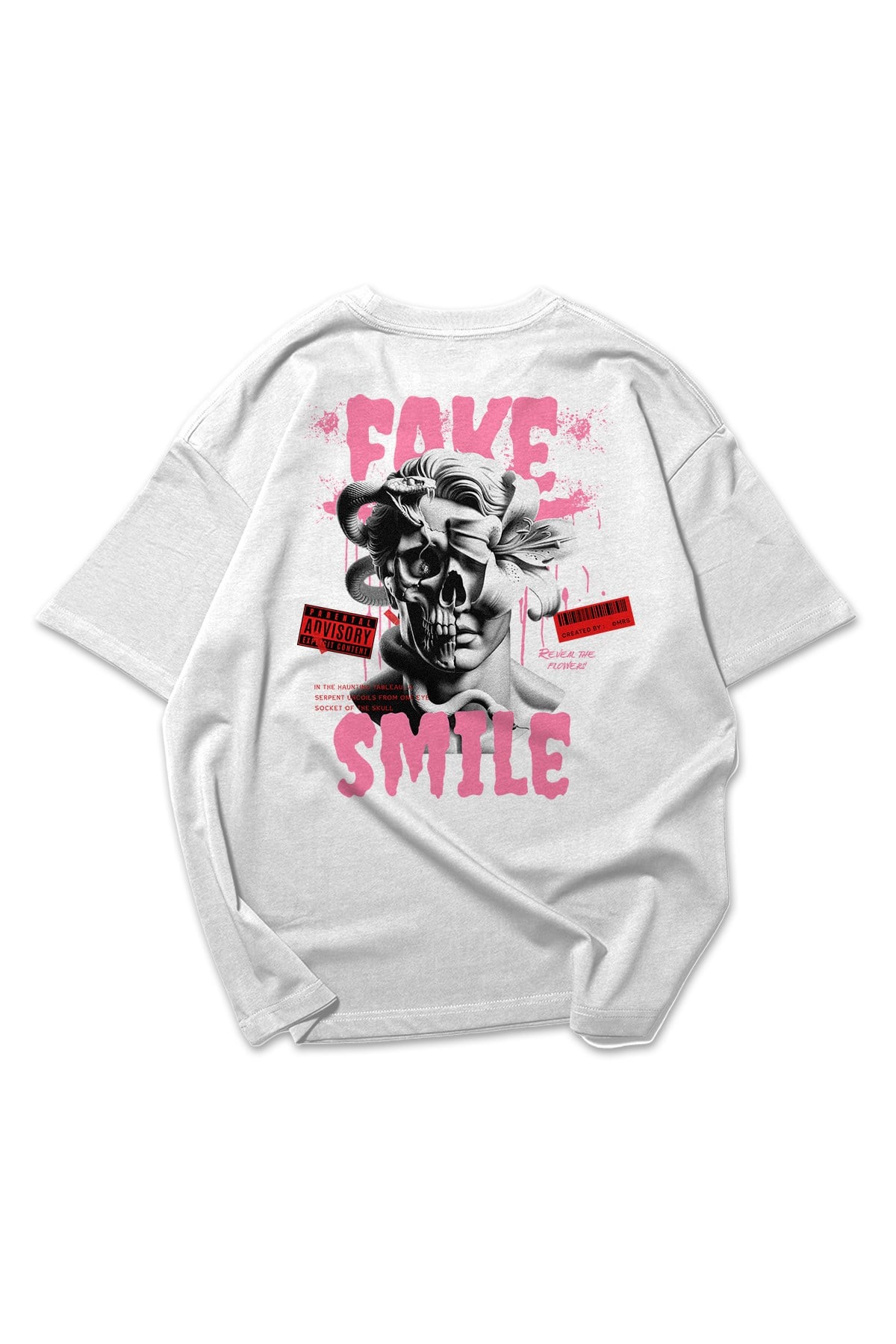 White Fake Smile Oversize T-shirt