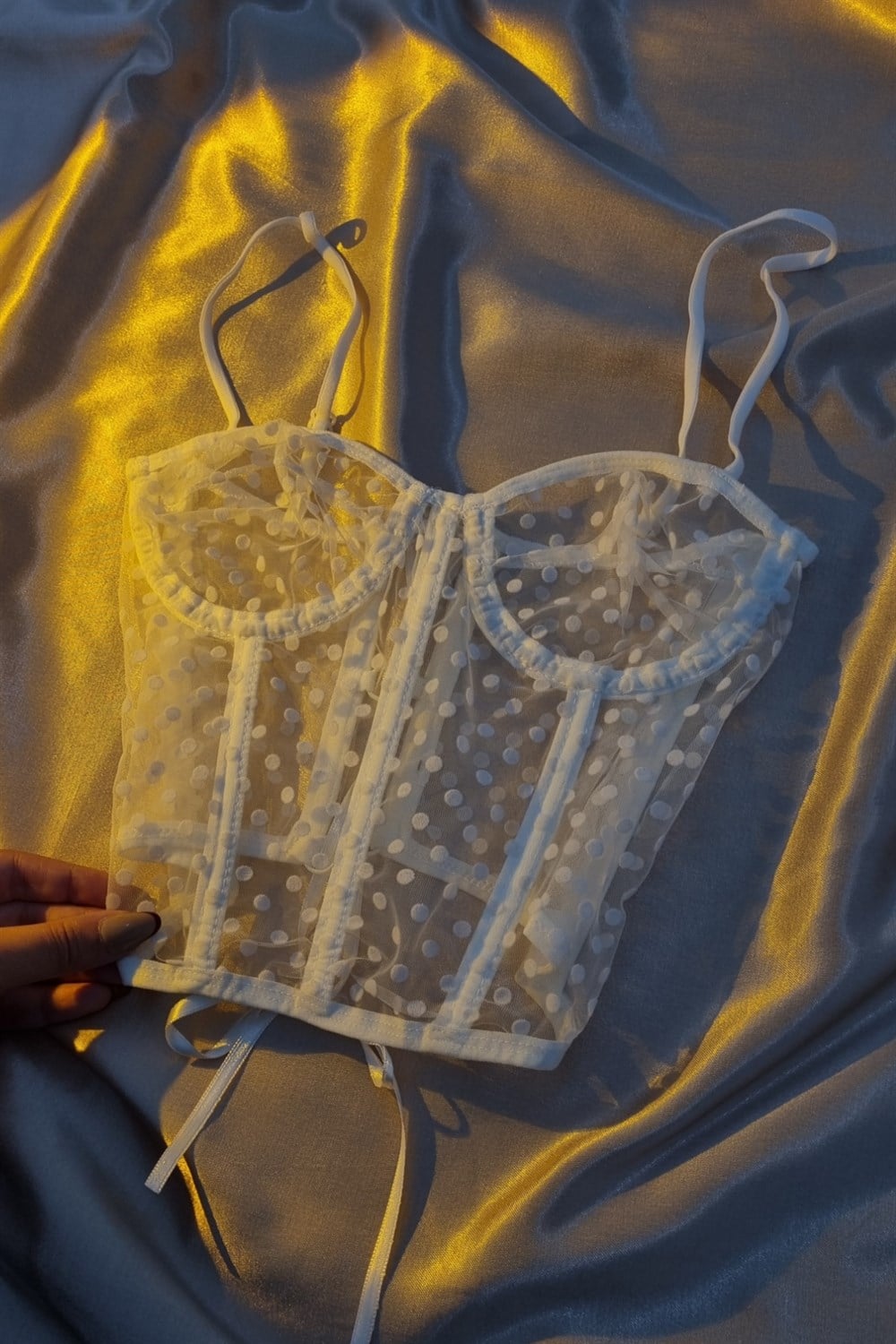 White Spotted Corset Bralet