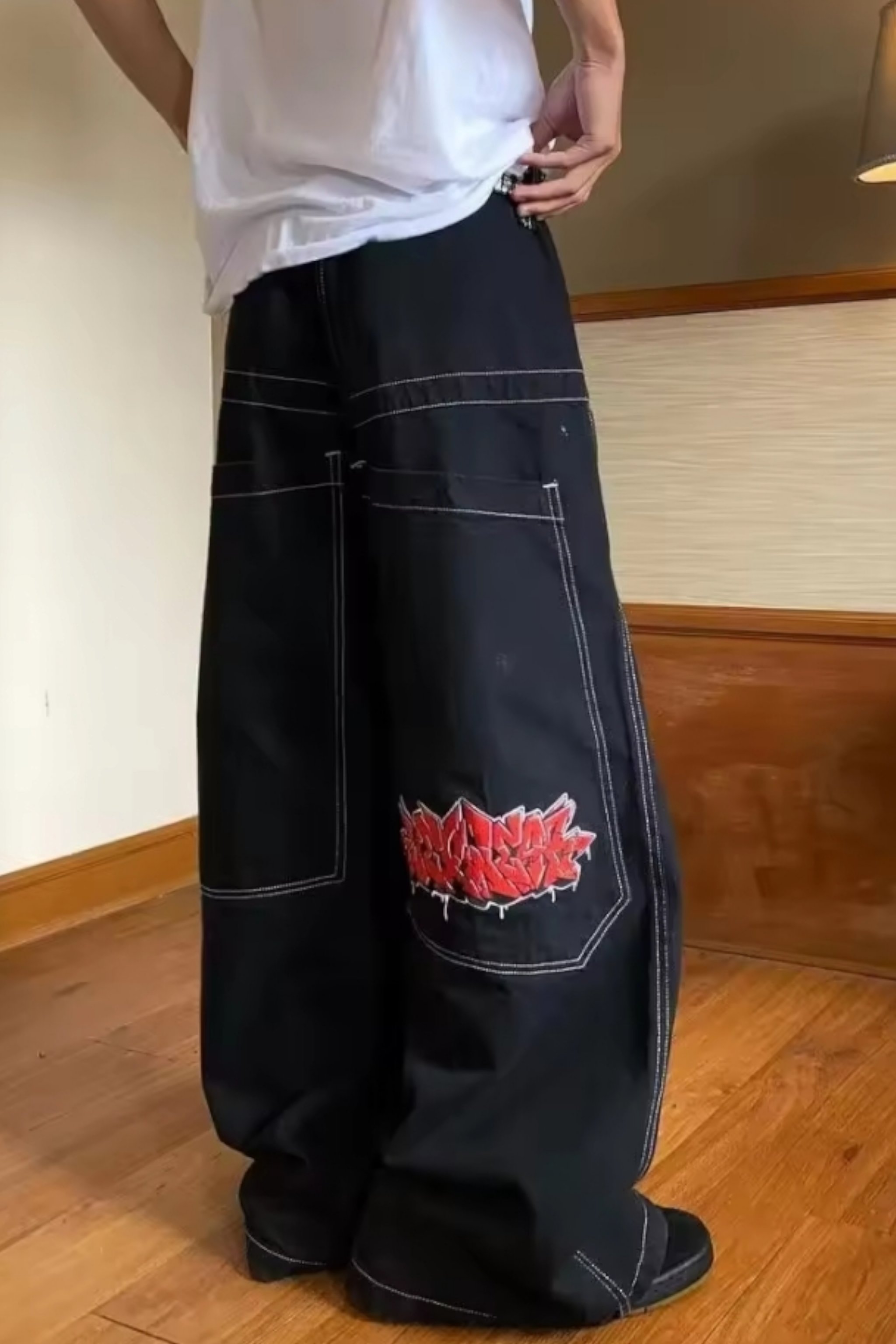 Y2k Graffiti Retro Baggy Pantolon