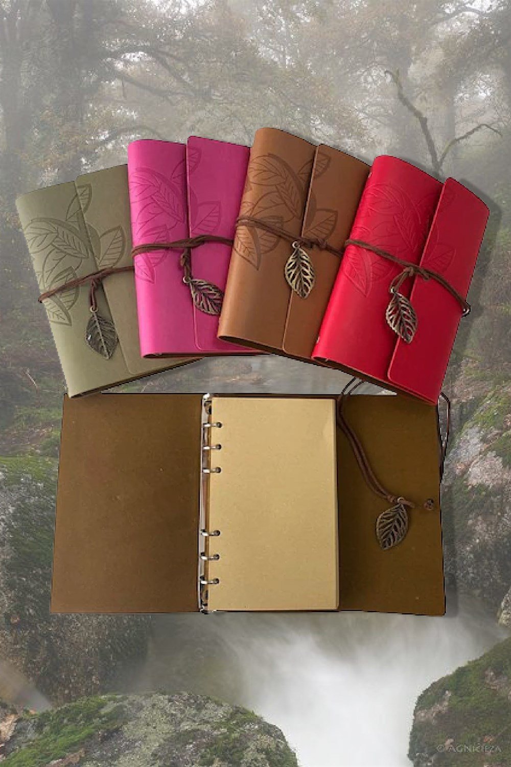 Yaprak Desen Deri Kaplı Defter Renkleri